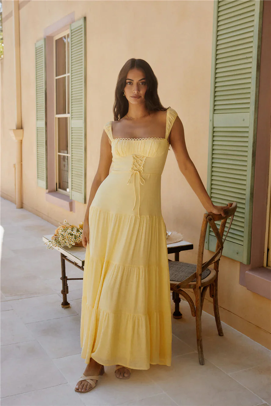 Crystal Waters Maxi Dress Yellow