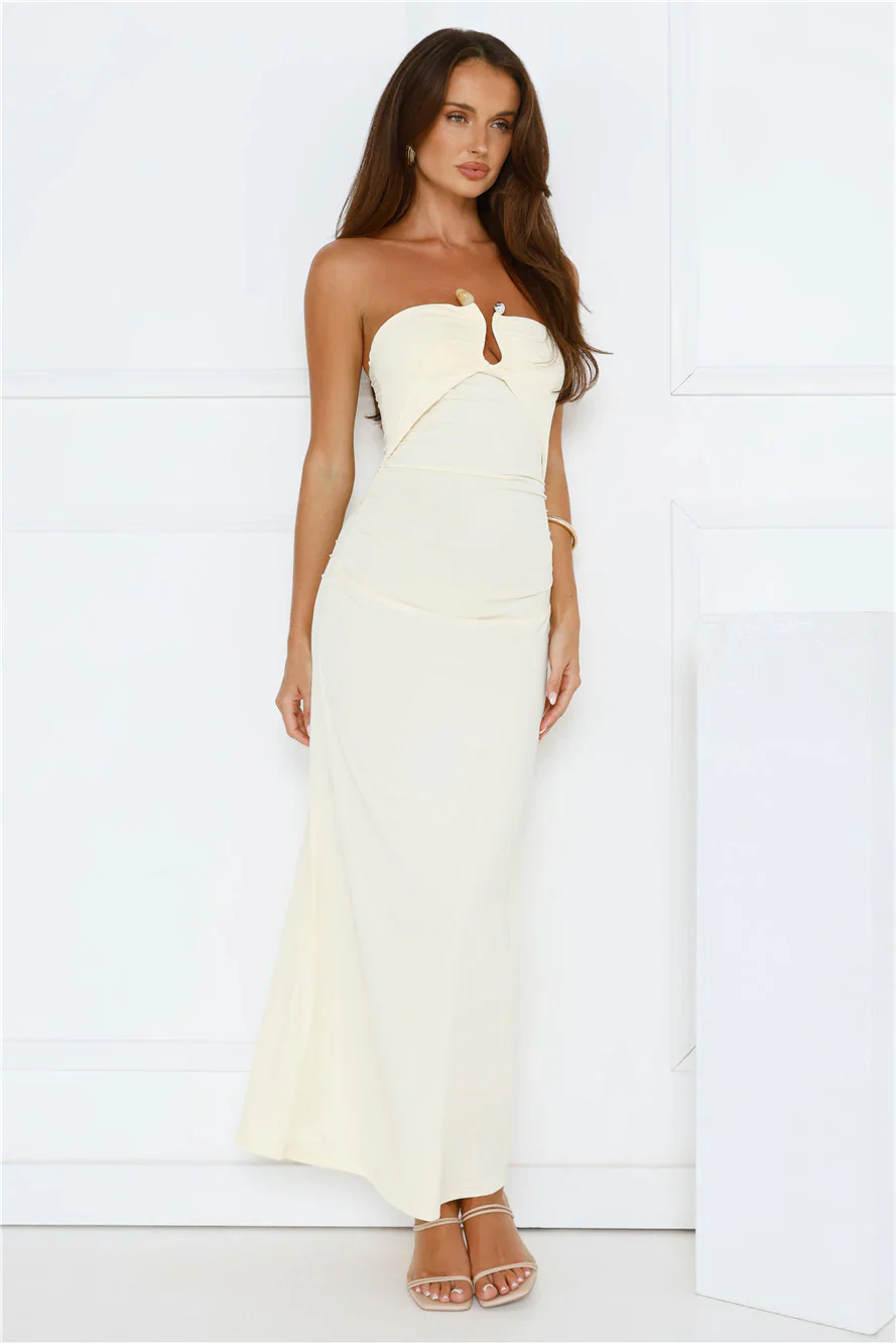 Heat Edit Strapless Maxi Dress Yellow