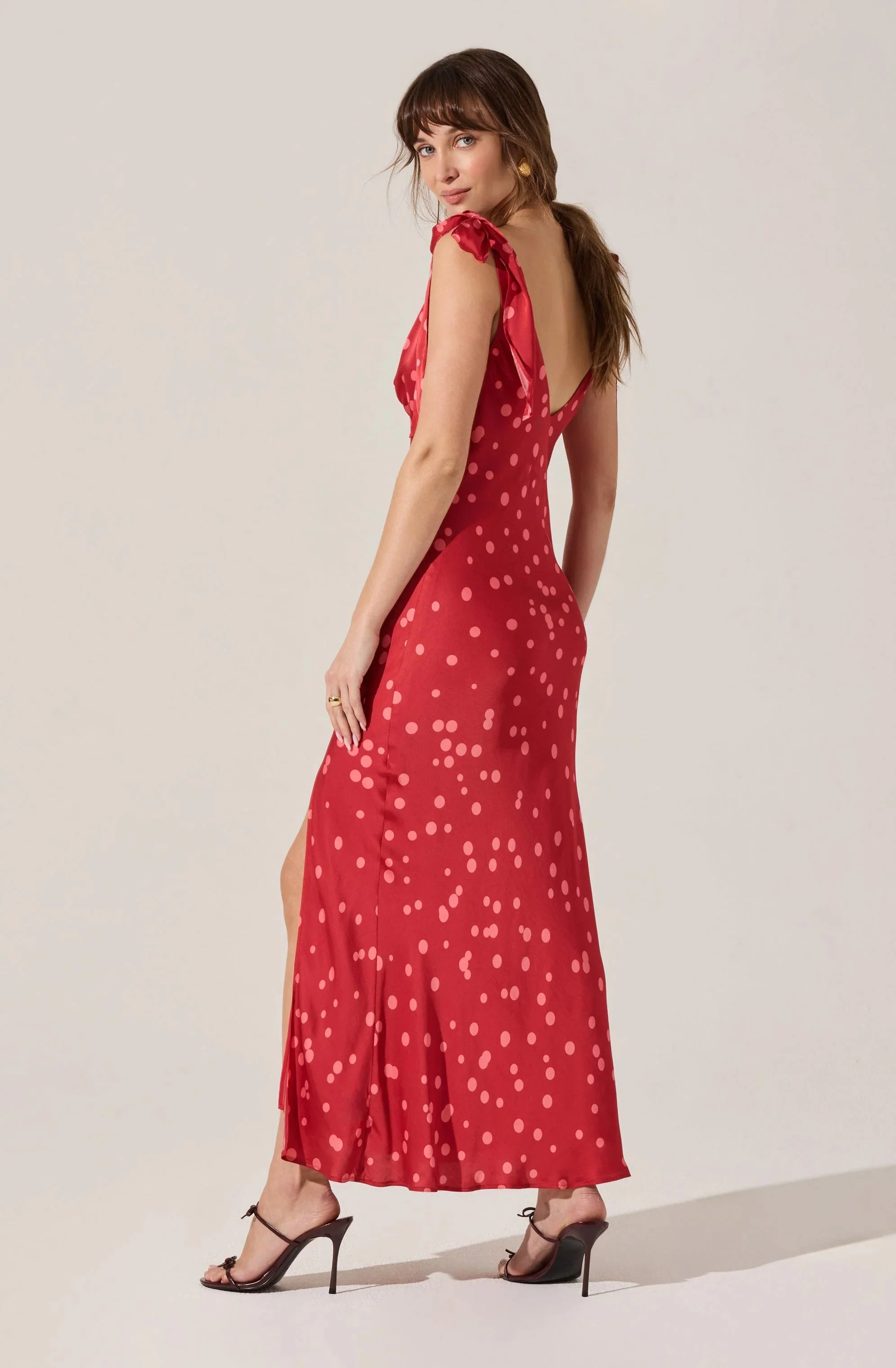 Allexina Satin Cowl Neck Midi Dress