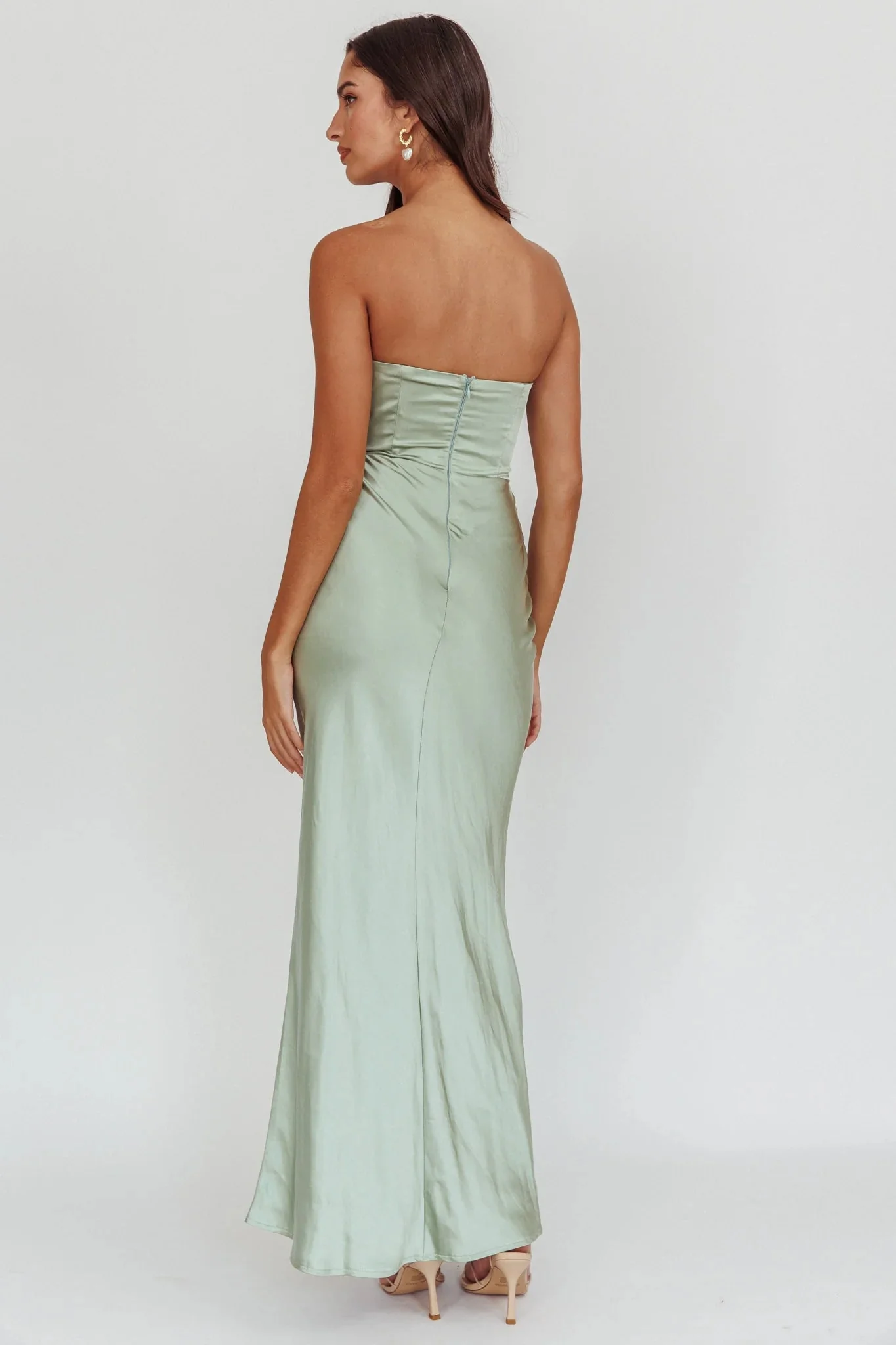 City Of Stars Strapless Maxi Dress Pistachio
