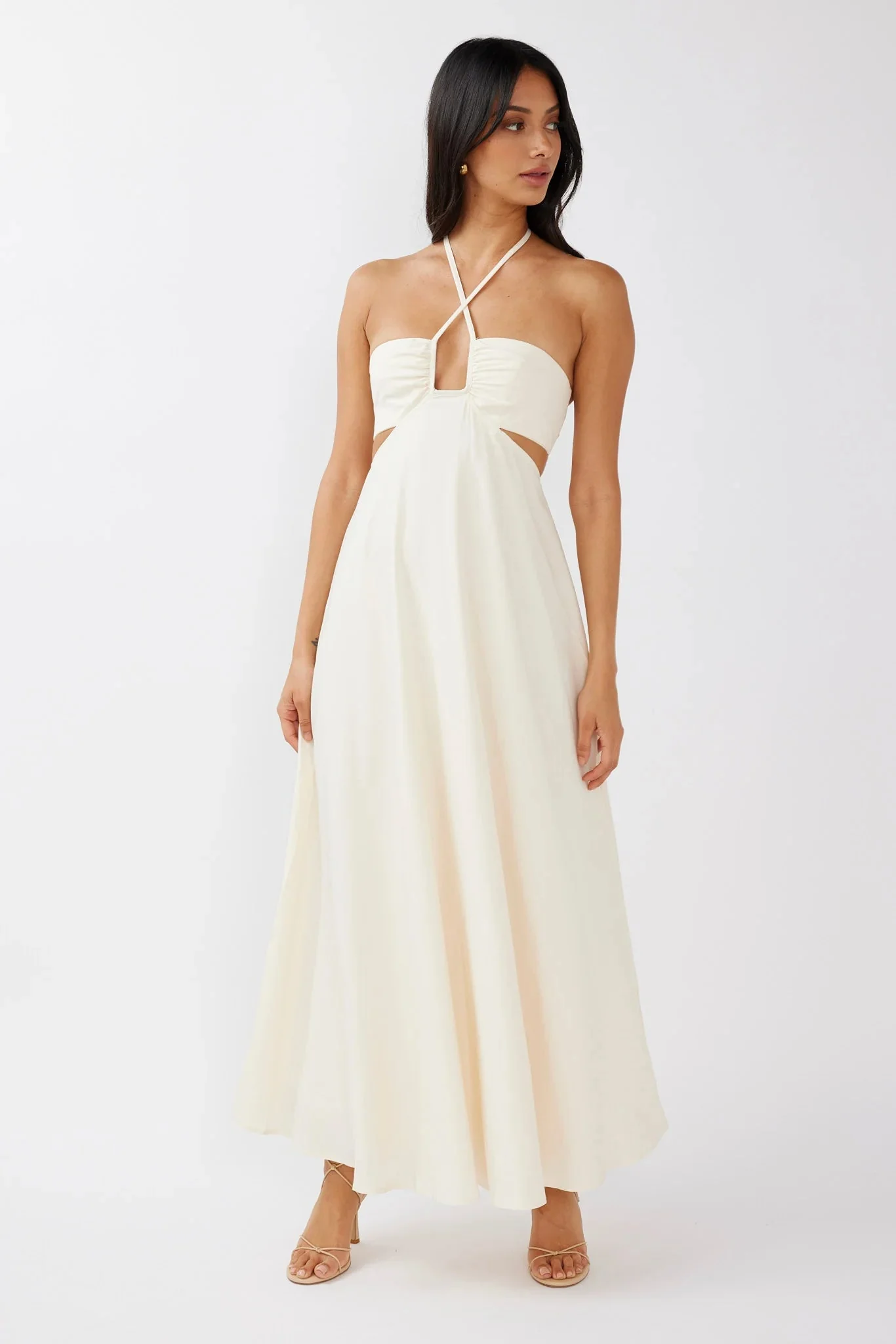Onika Cut-Out Tied Back Maxi Dress Butter