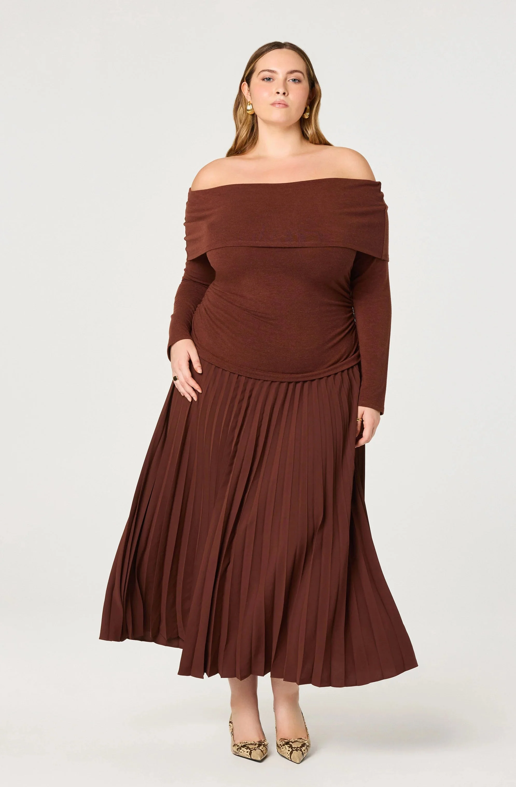 Tanaia Pleated Mixed Media Dress