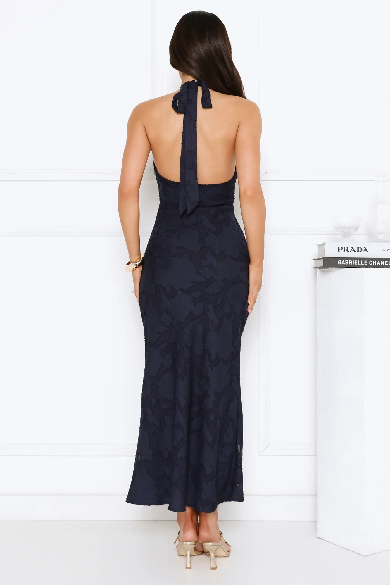 Legally Luxe Halter Maxi Dress Navy