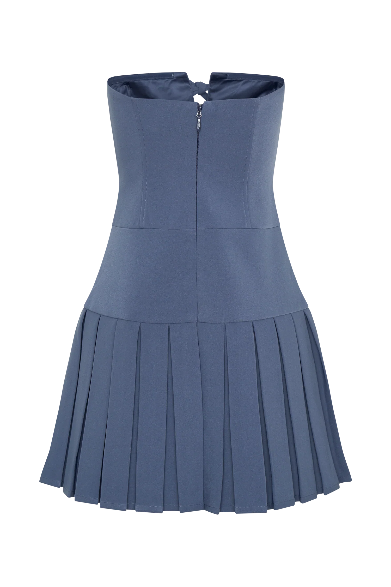 Naya Pleated Mini Dress With Ties - Steel