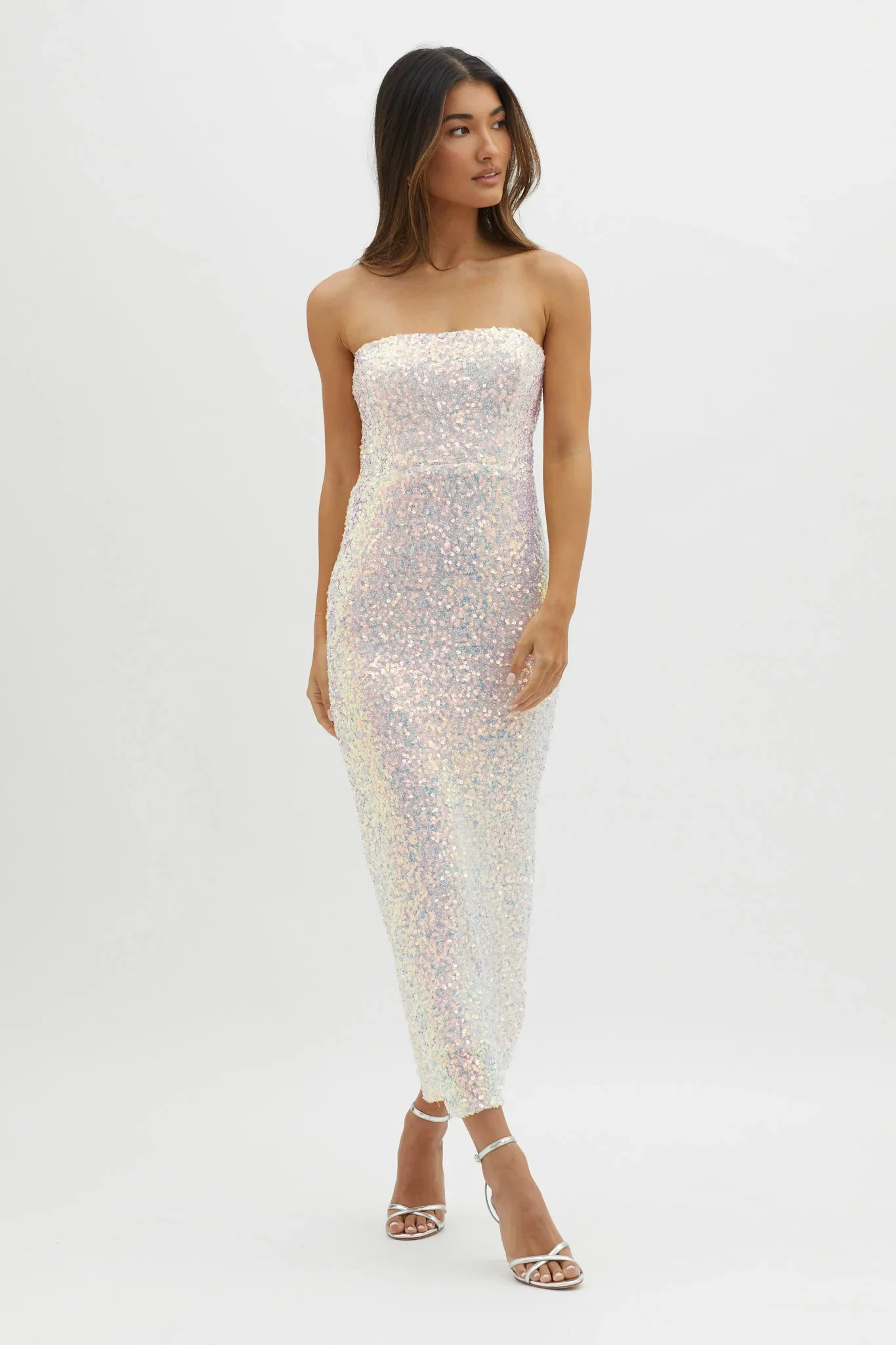 C'est Moi Sequin Laced Back Dress Pink