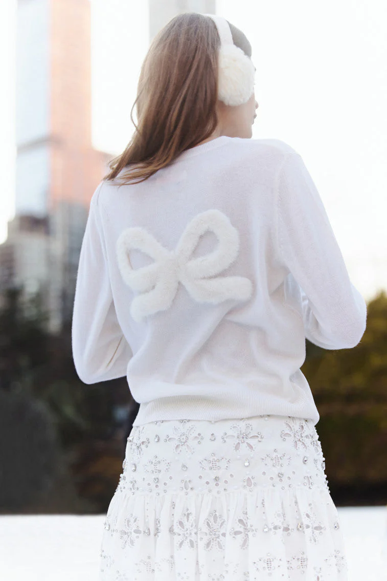 LoveShackFancy x MAX&MOI Piata Faux Fur Bow Sweater