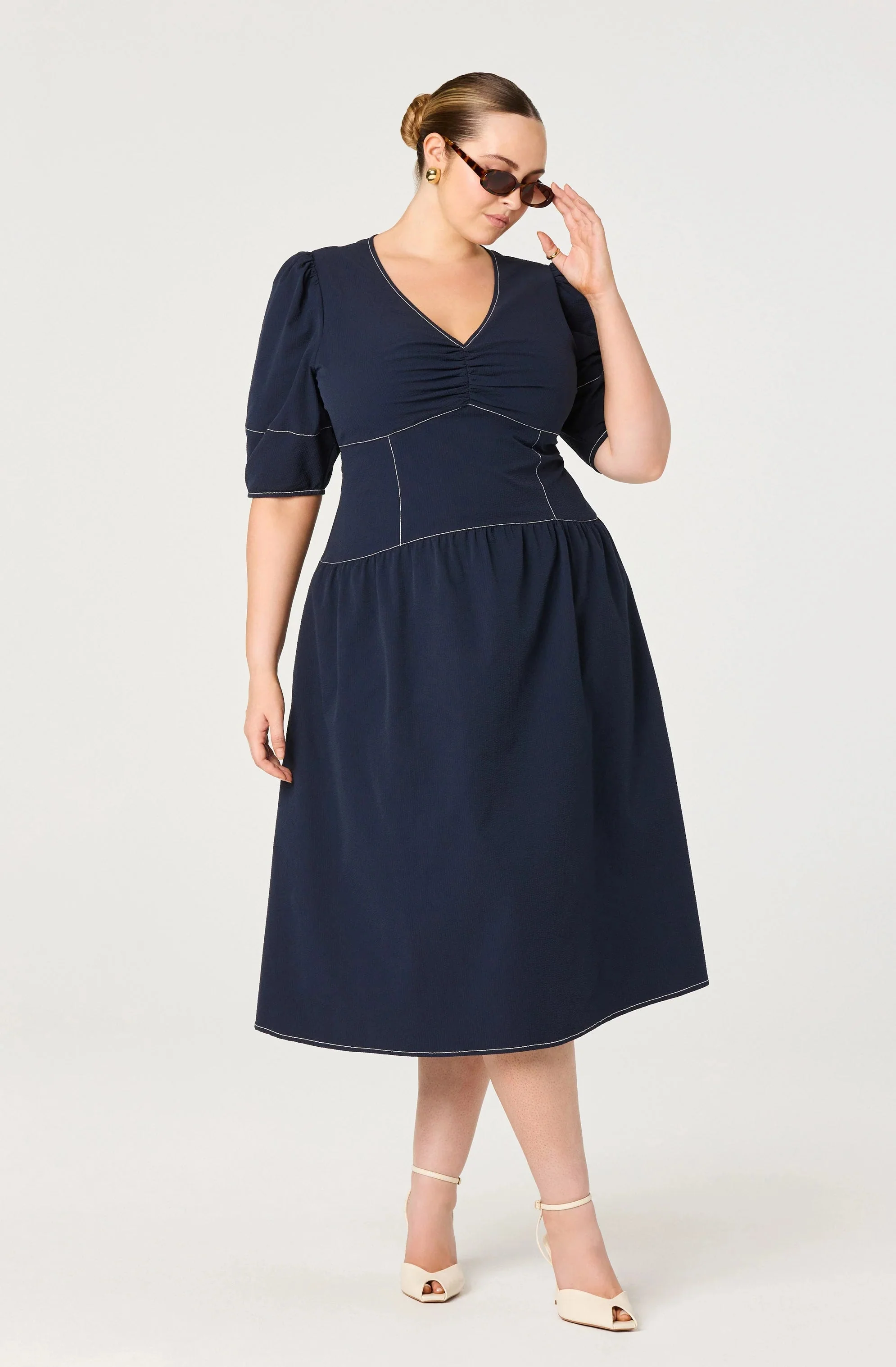 Samarra Contrast Stitch Midi Dress