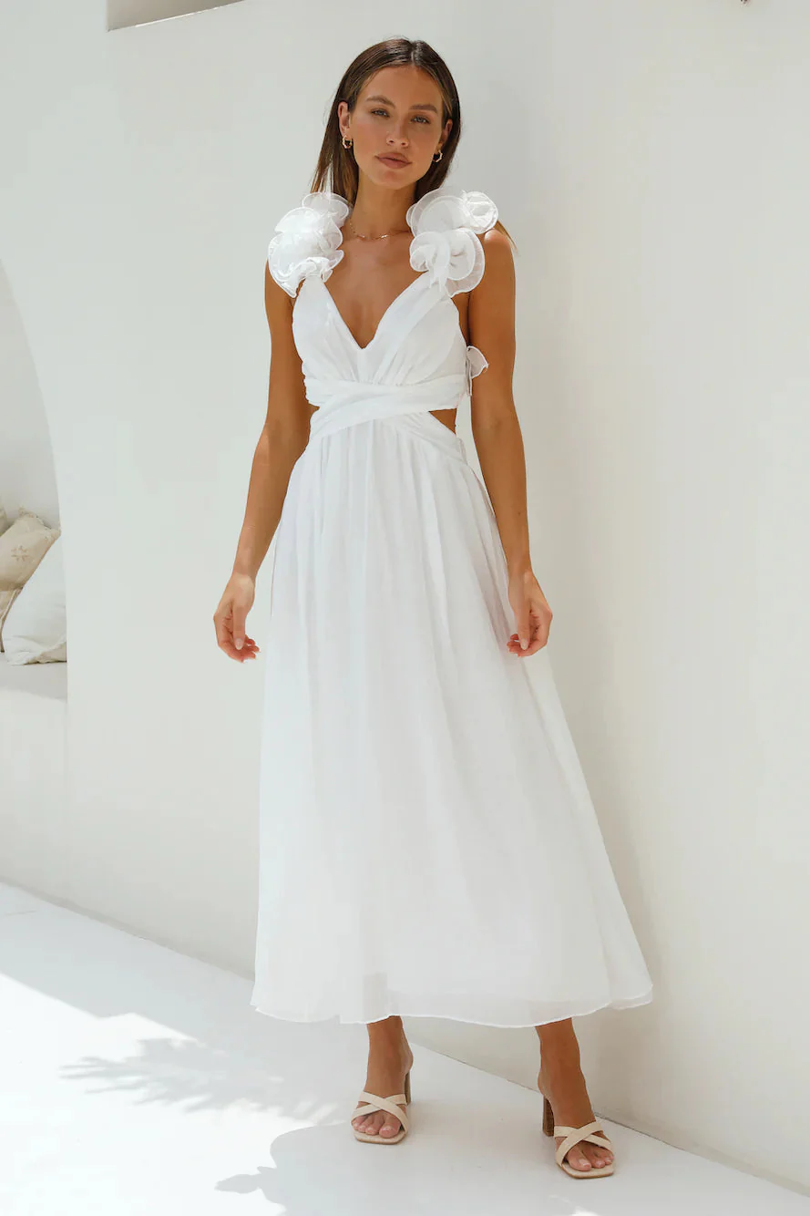 Whimsical Romance Midi Dress White