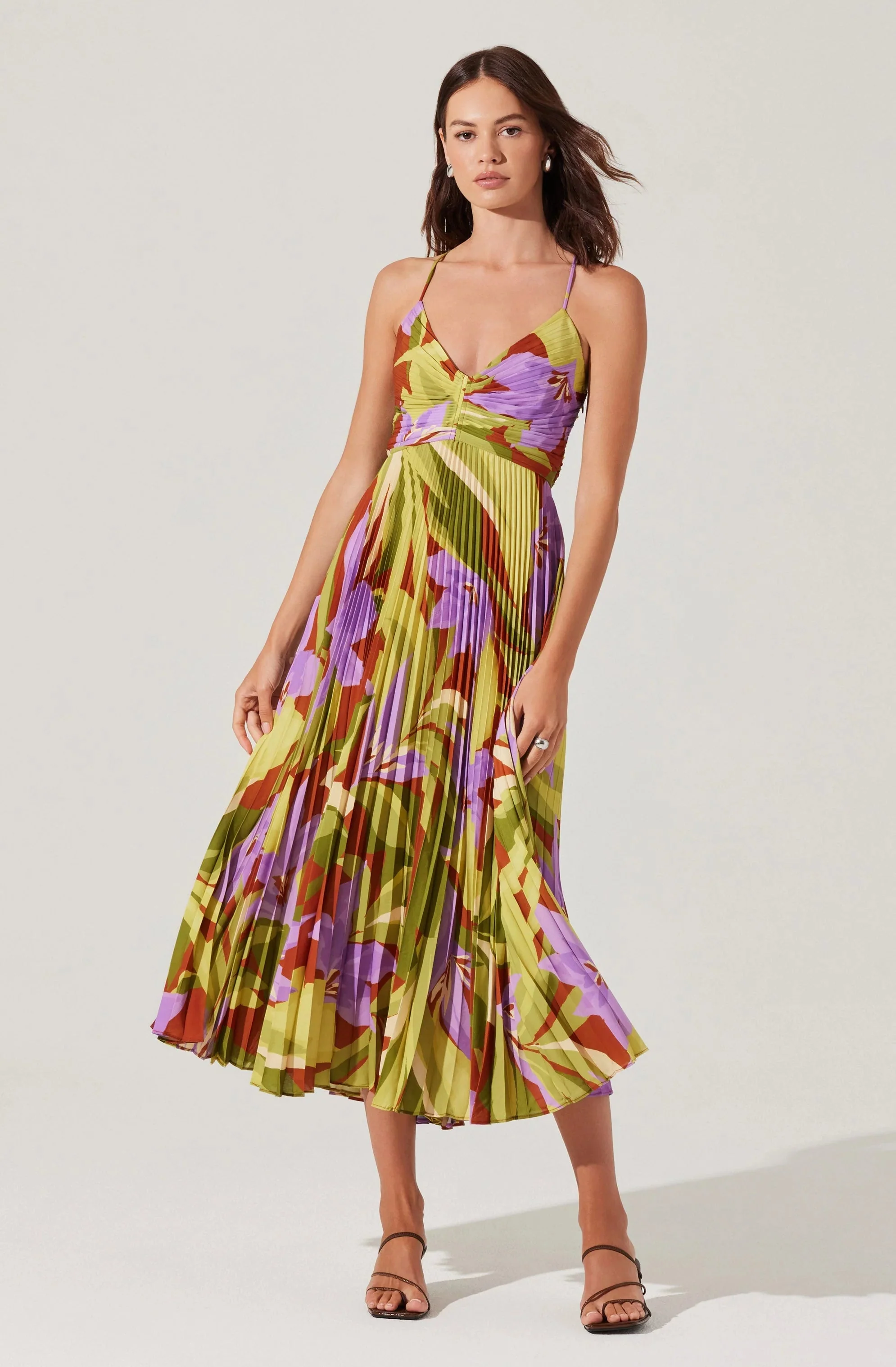 Blythe Floral Plisse Midi Dress