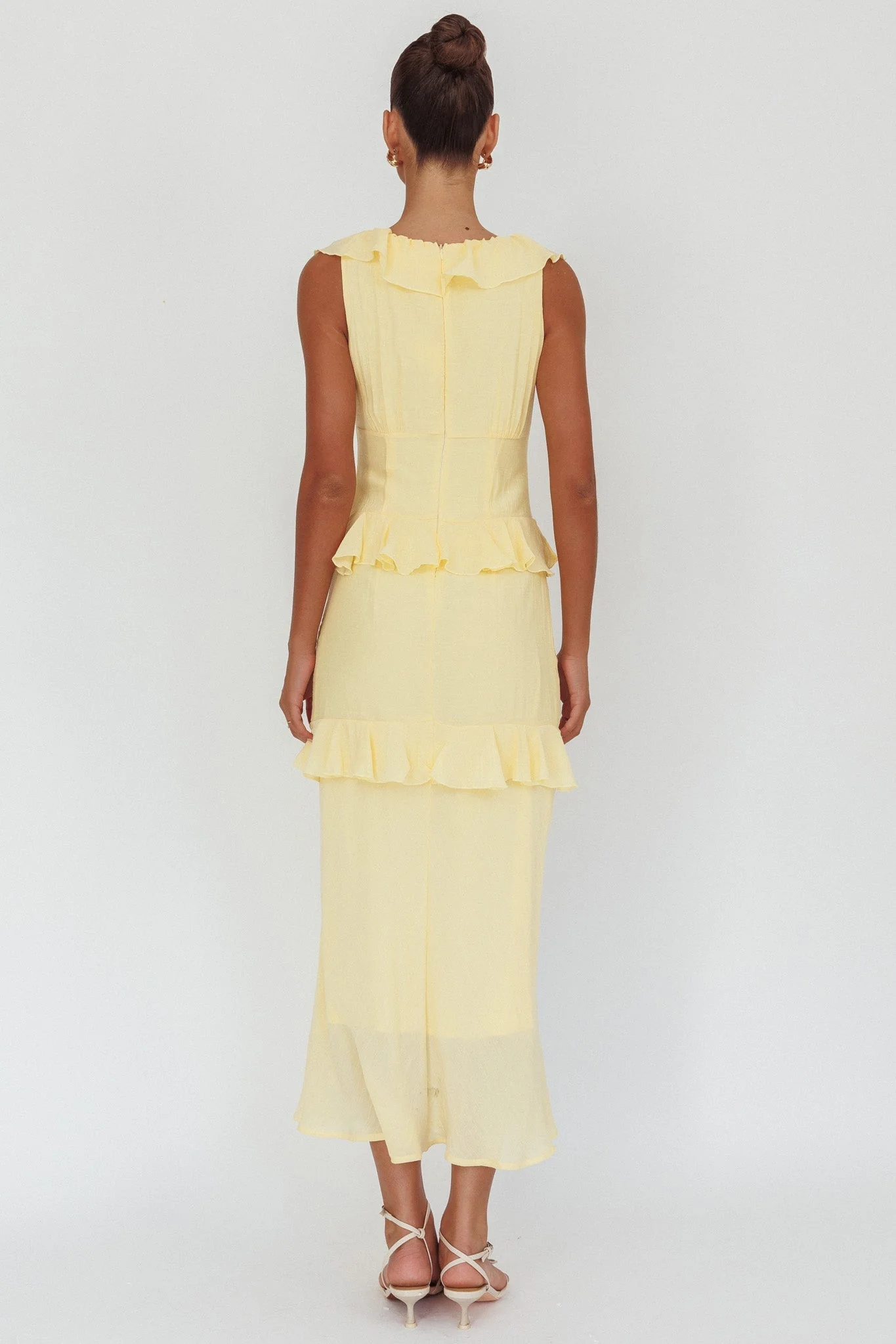 Arrabel Ruffle Trim Bust Tie Maxi Dress Banana