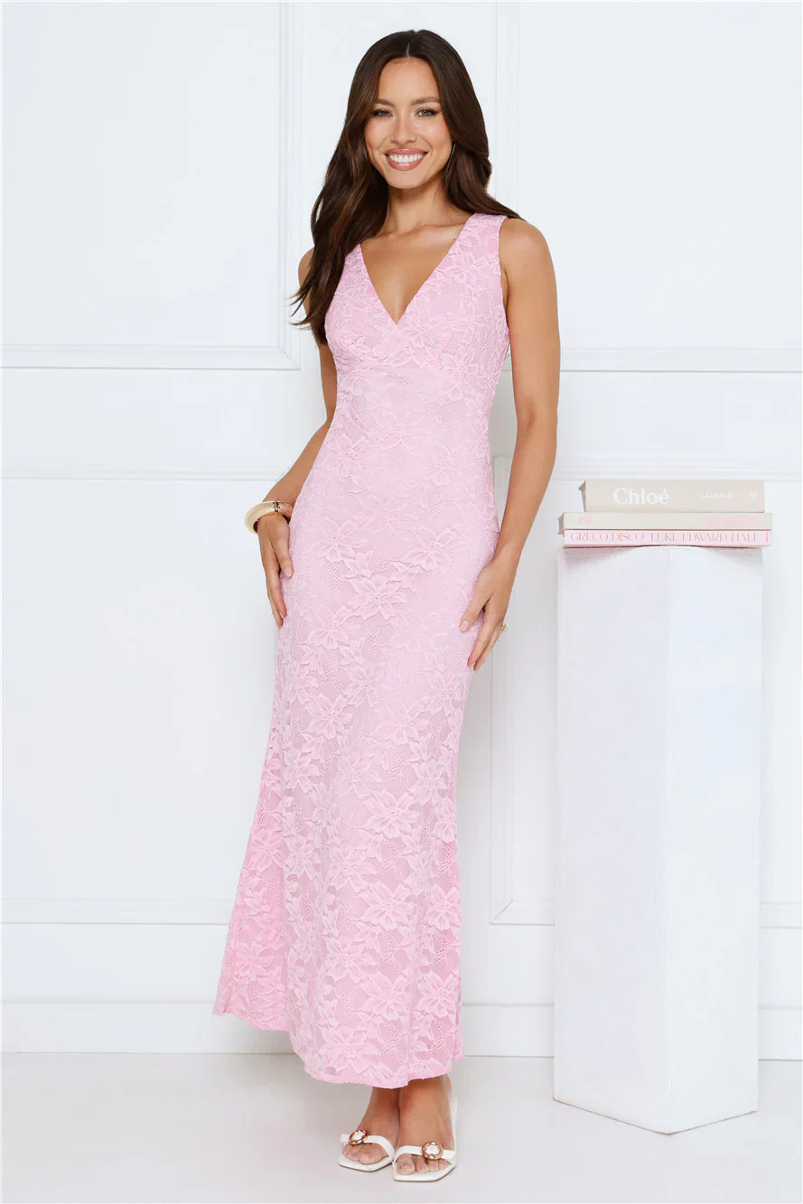 Lace Delights Maxi Dress Pink