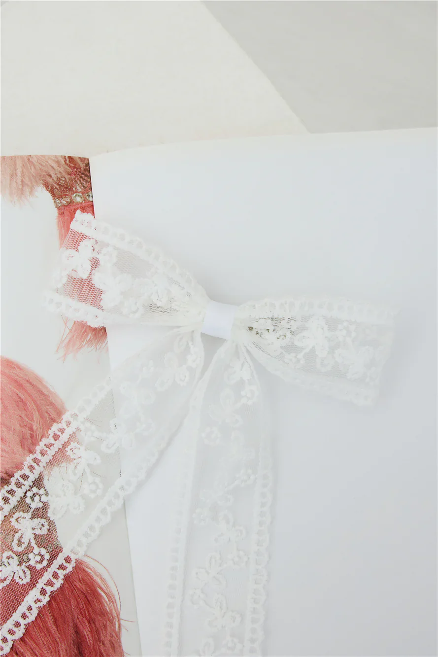 Lace Bow Hair Clip White