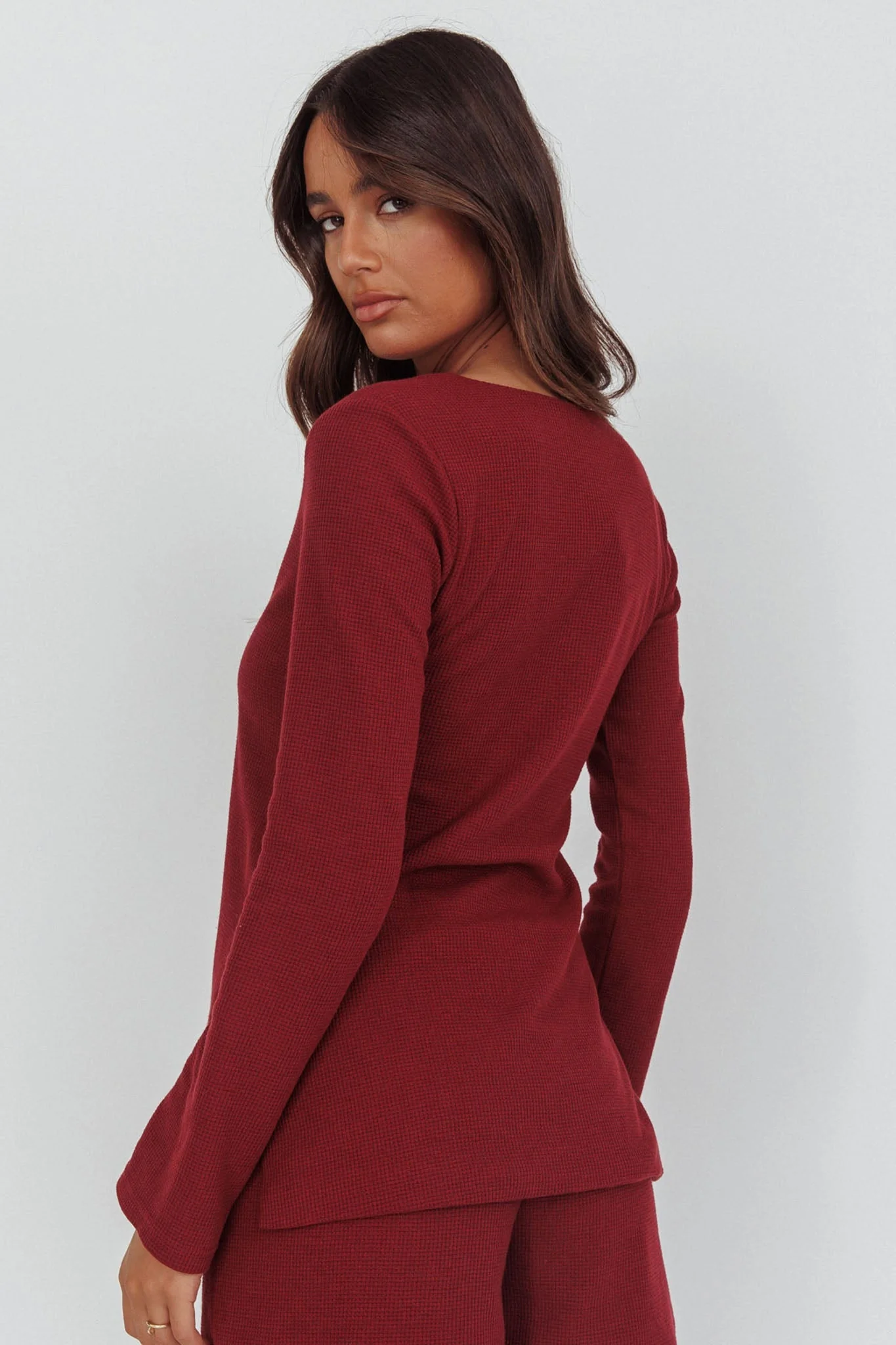 Ryder Tie Front Top Burgundy