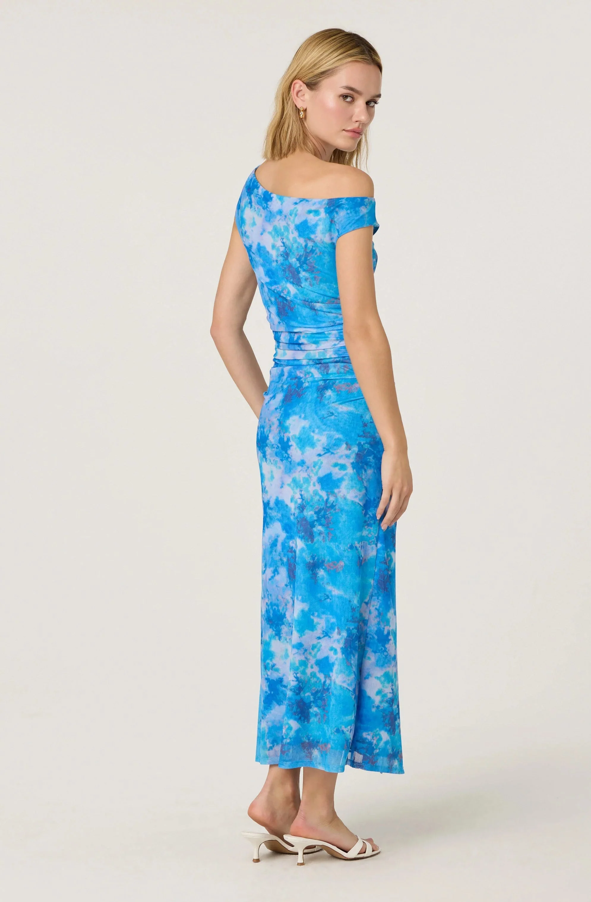 Off Shoulder Ruffle Midi Dress