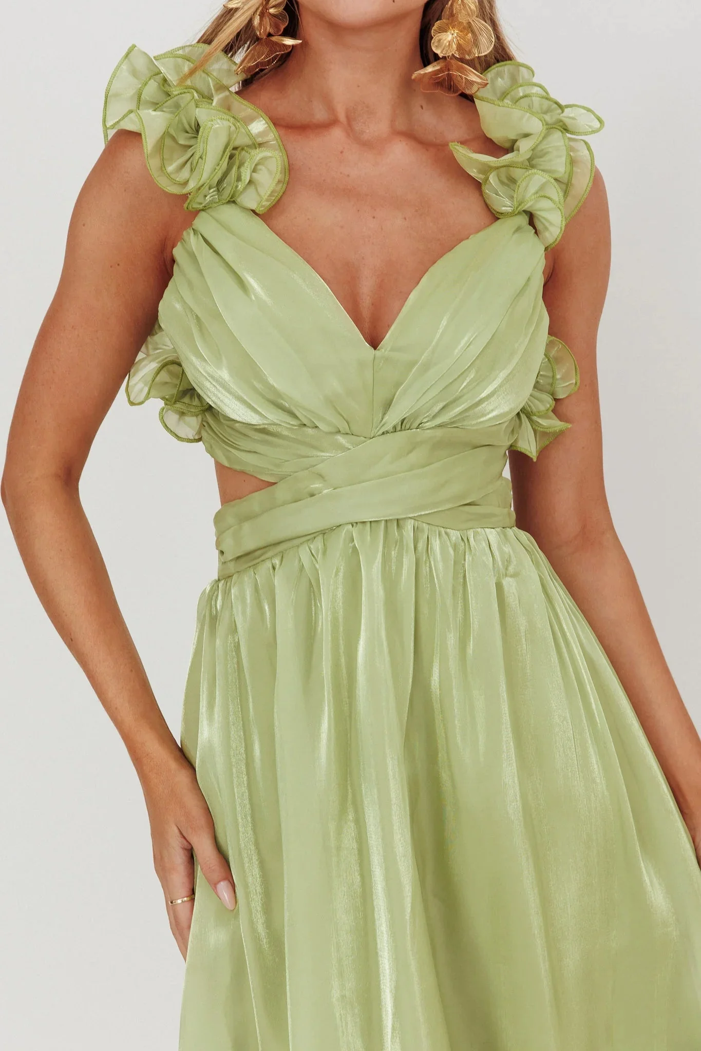 Madara Lace-Up Back Maxi Dress Sage