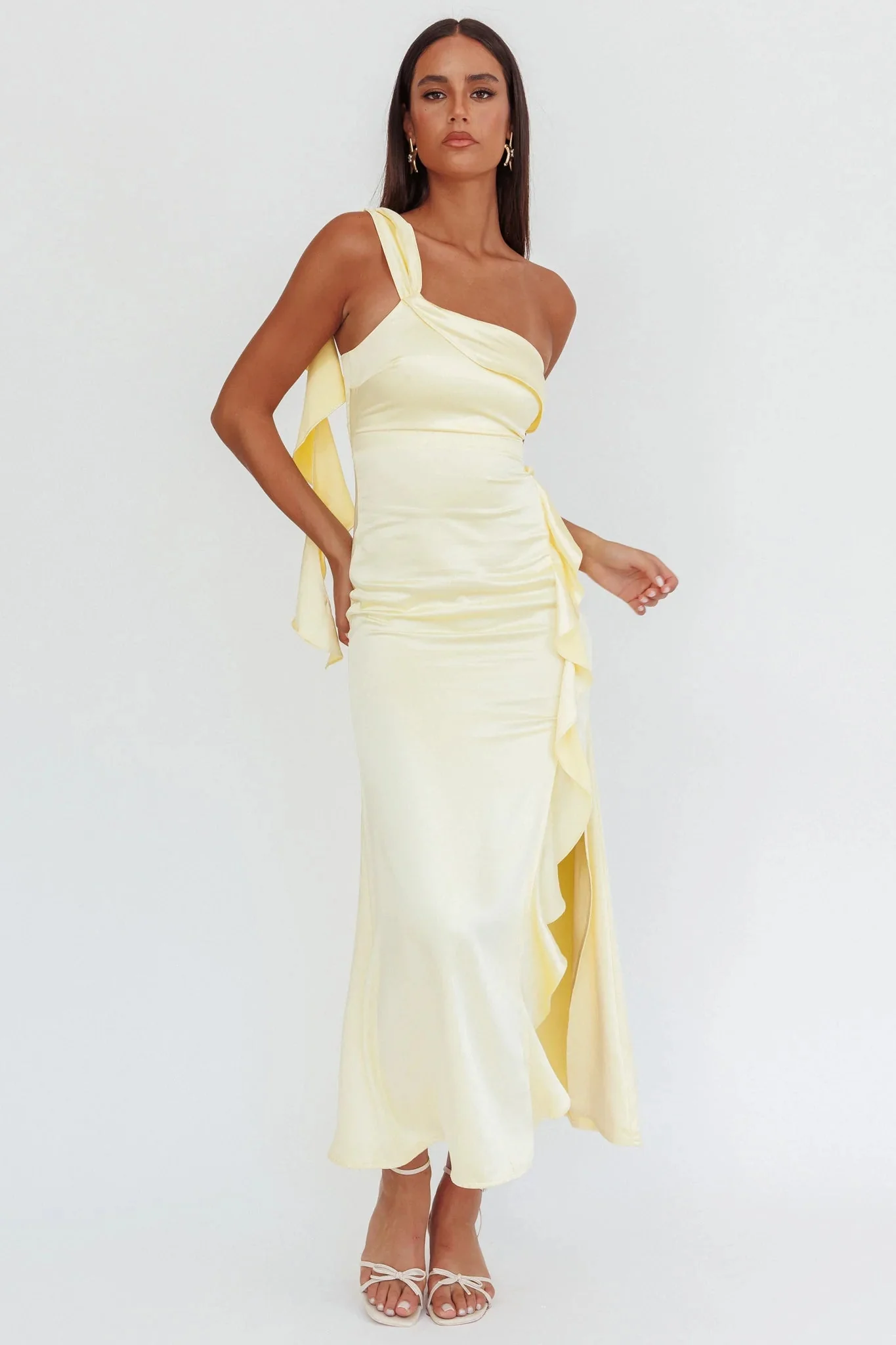Carmel One-Shoulder Split Maxi Dress Butter