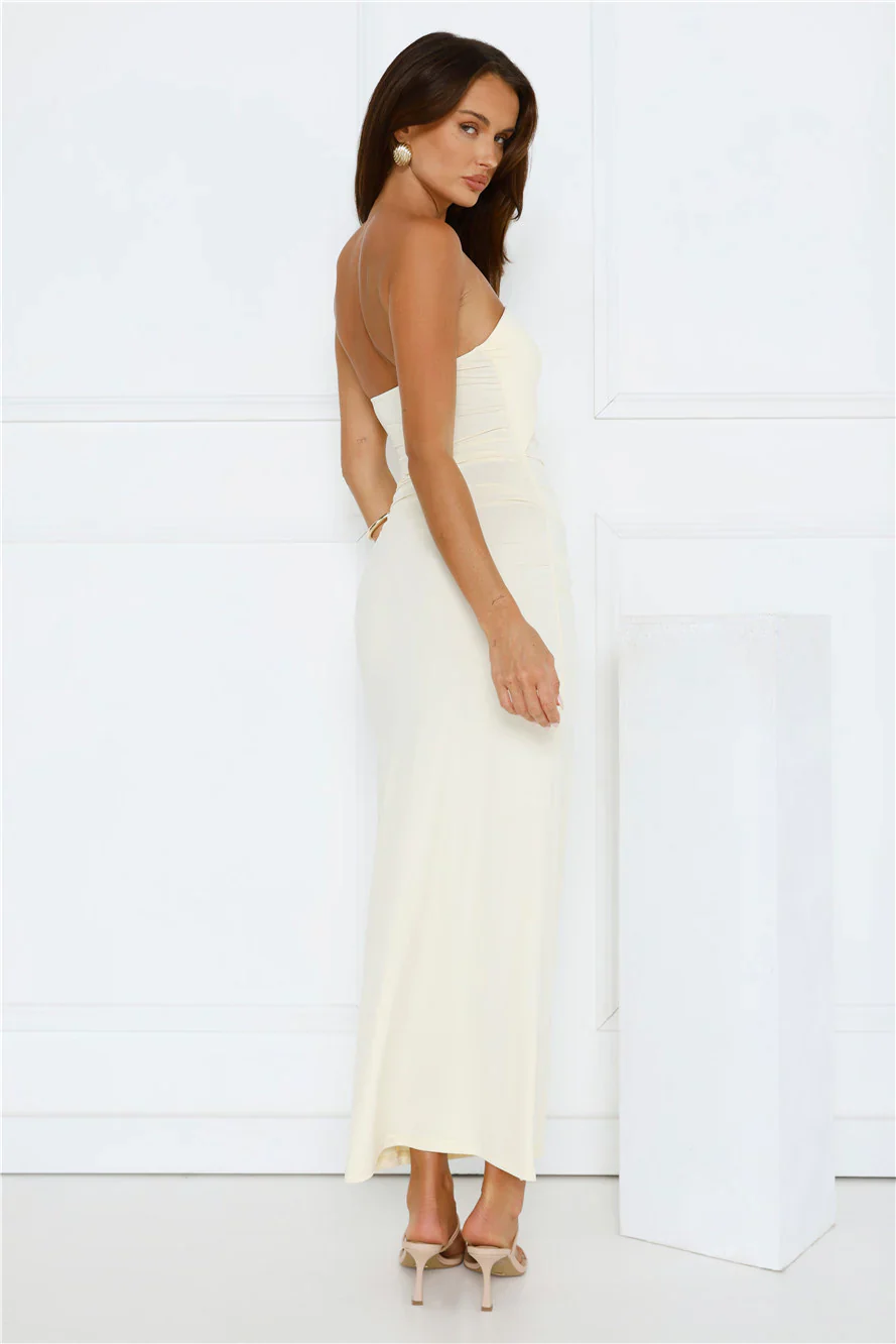 Heat Edit Strapless Maxi Dress Yellow