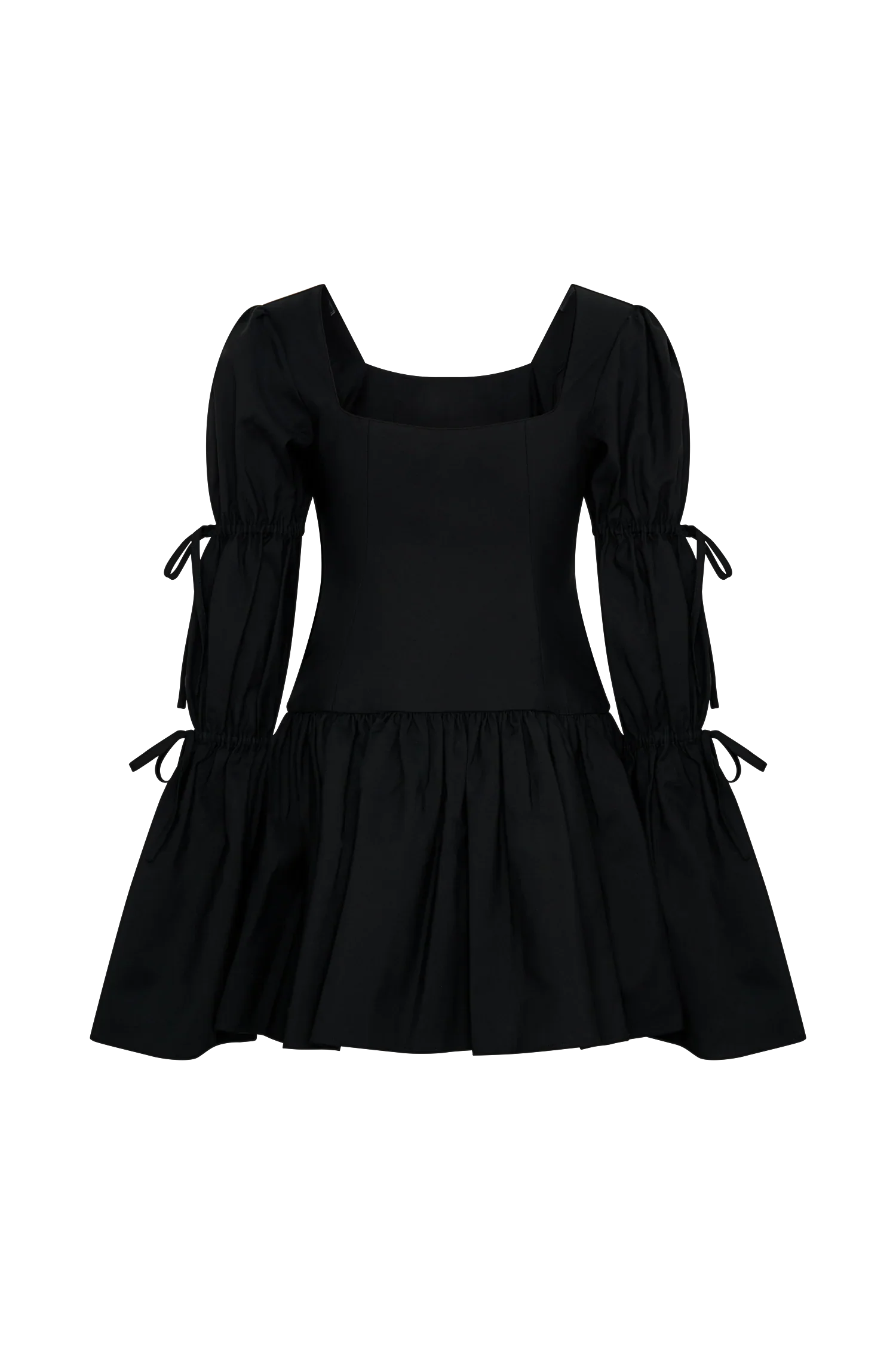 Raine Long Sleeve Cotton Mini Dress - Black