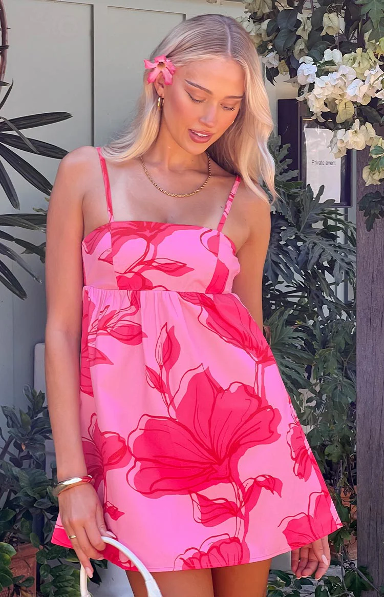 Lotus Love Affair Pink Floral Mini Dress