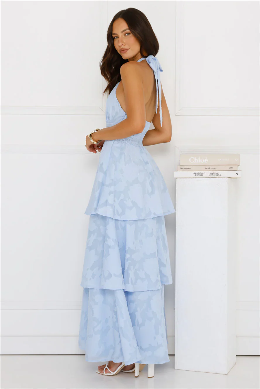 Island Sway Halter Maxi Dress Blue