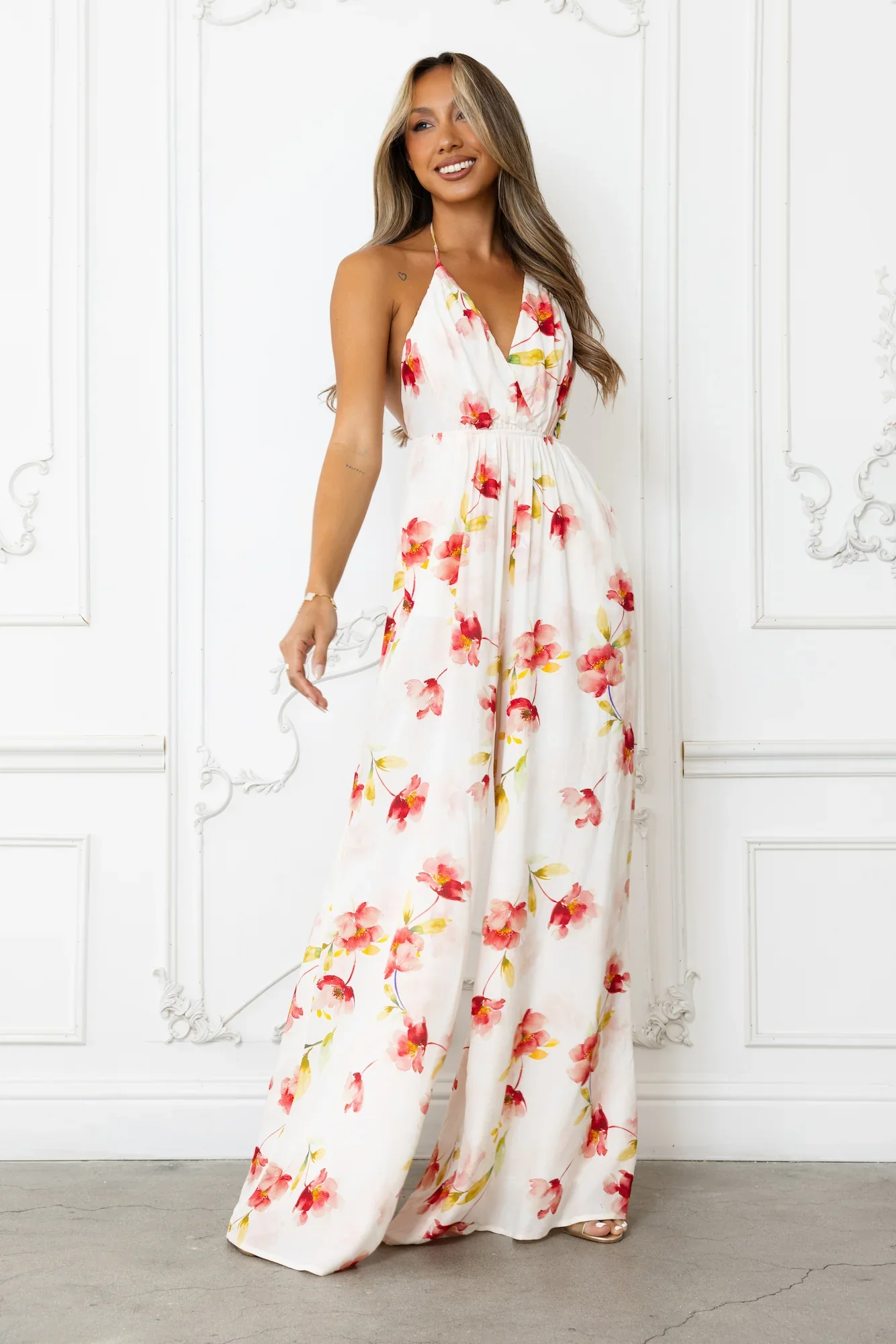 Lasting Impression Halter Jumpsuit White