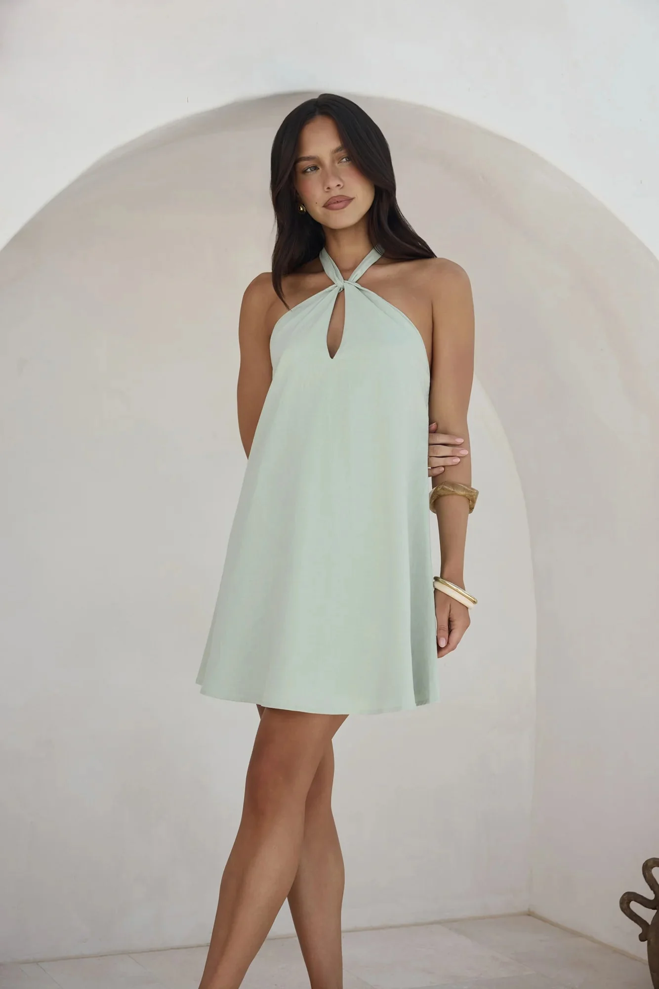 Coconut Sips Mini Dress Sage