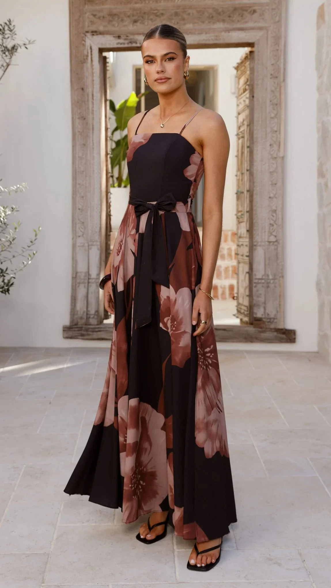 Carson Maxi Dress - Black/Wine Floral