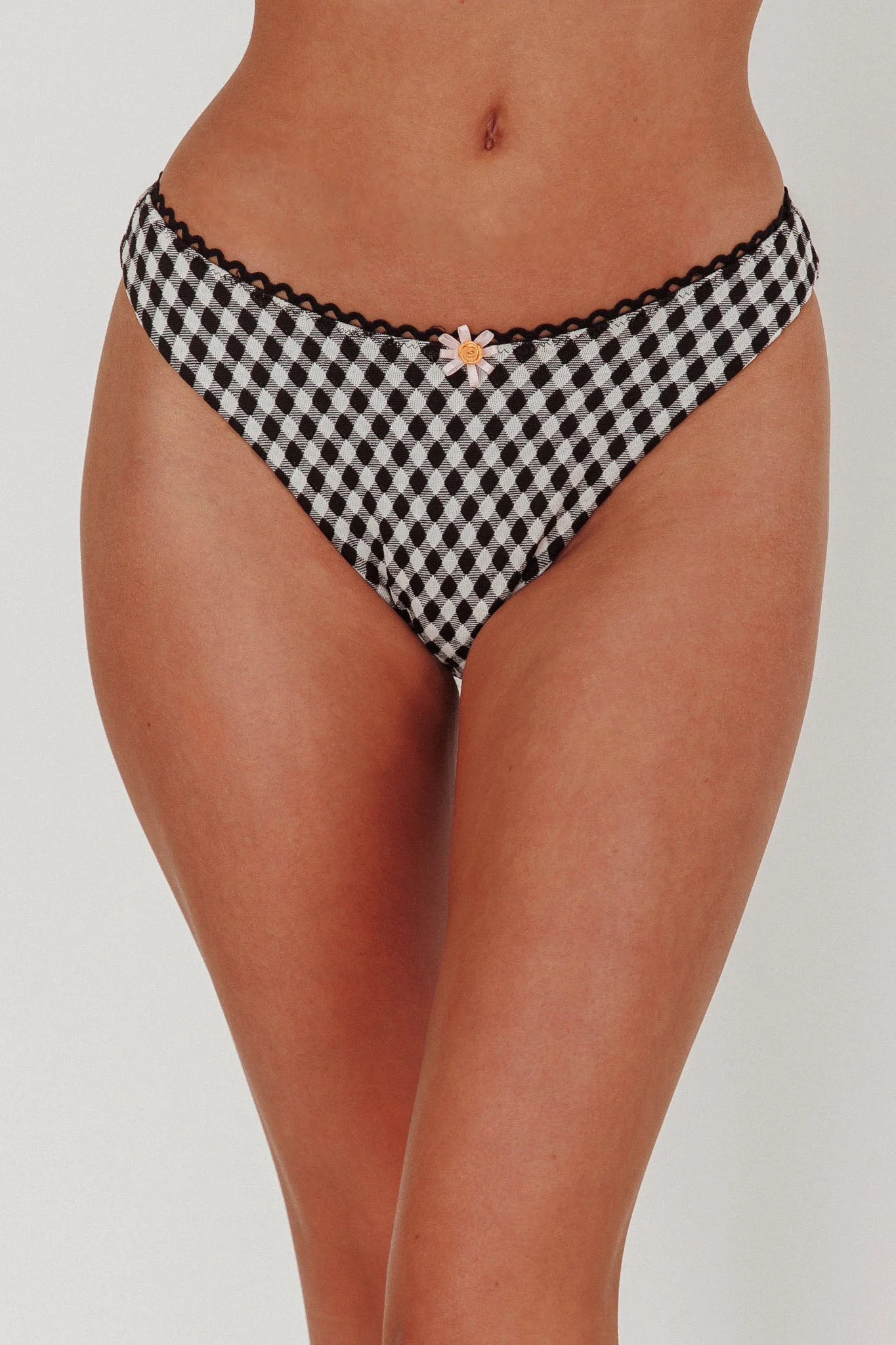 Cheerful Ric Rac Trim Bikini Bottom Gingham