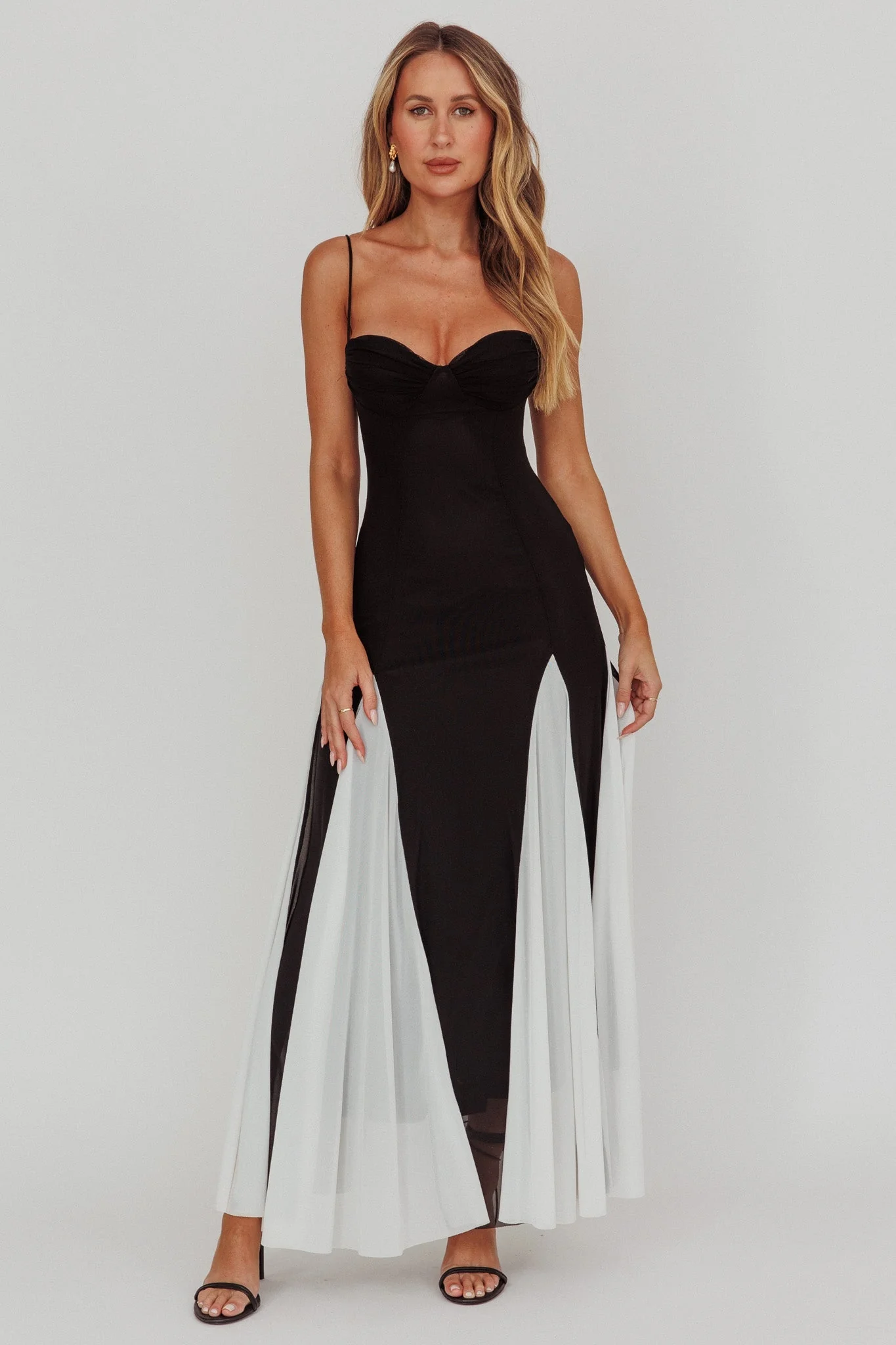 All Mine Godet Hem Maxi Dress Black