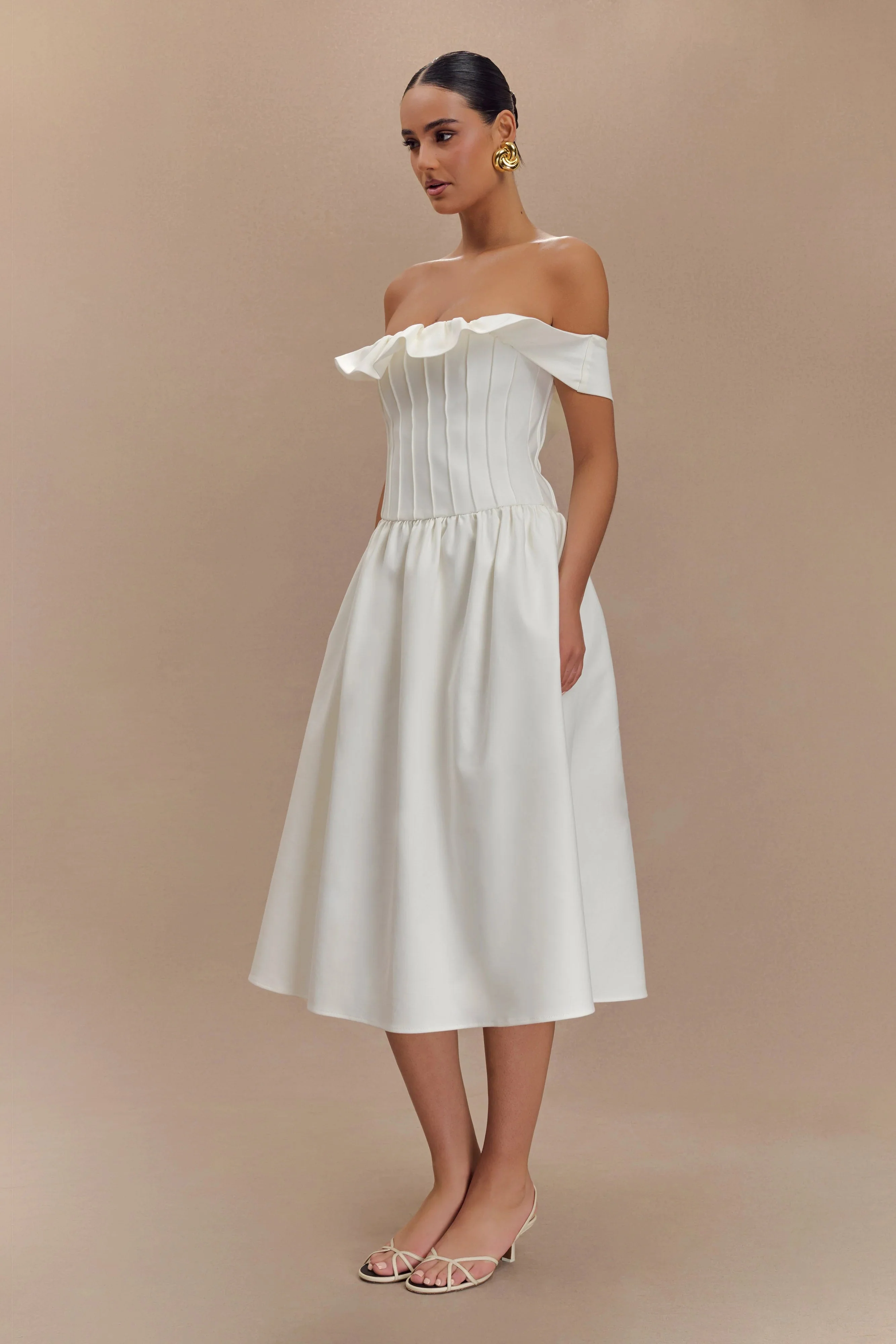 Orla Strapless Cotton Midi Dress - White