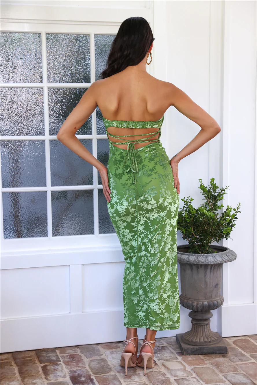 In The Mirror Mesh Midi Dress Green