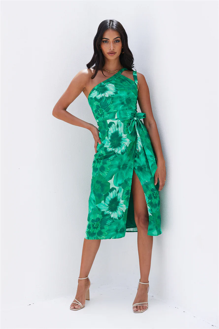 Island Beaches Midi Dress Green
