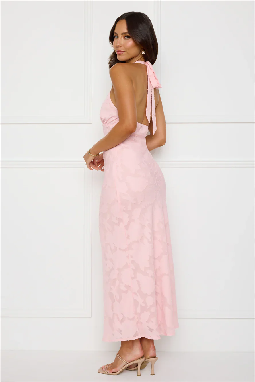 Legally Luxe Halter Maxi Dress Pink