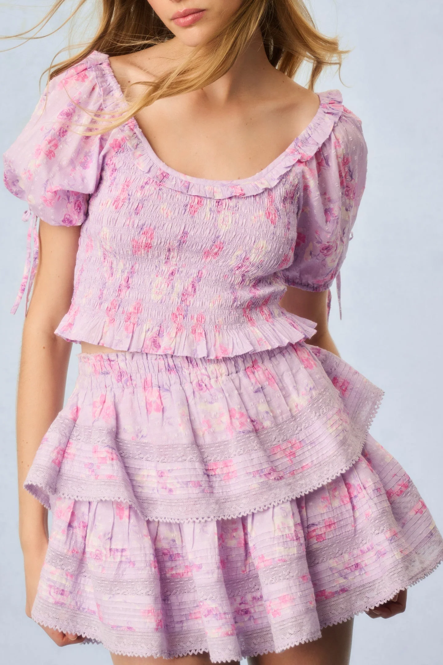 Ruffle Mini Fragrance Print Skirt