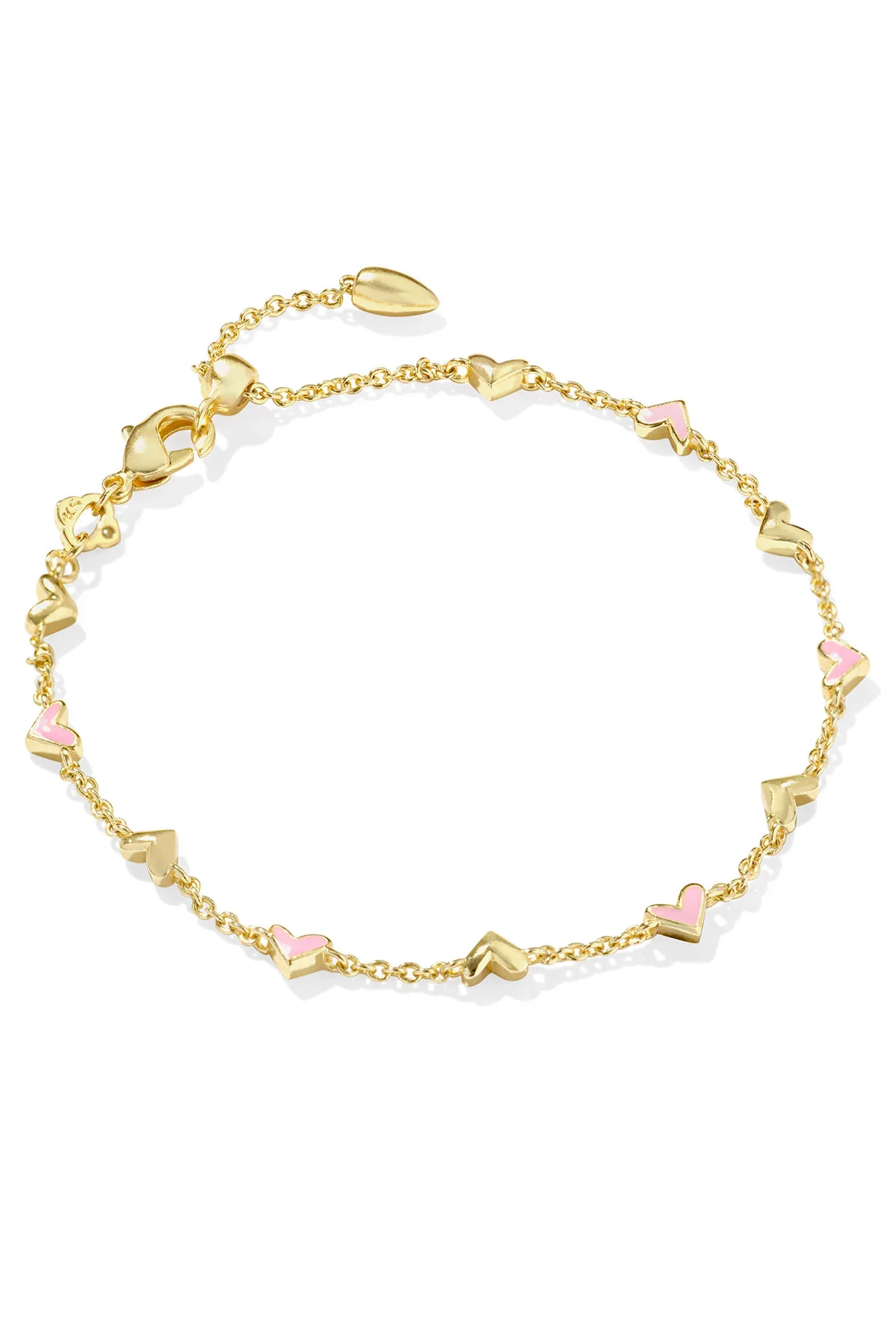 Haven Gold Delicate Chain Bracelet Pink Enamel