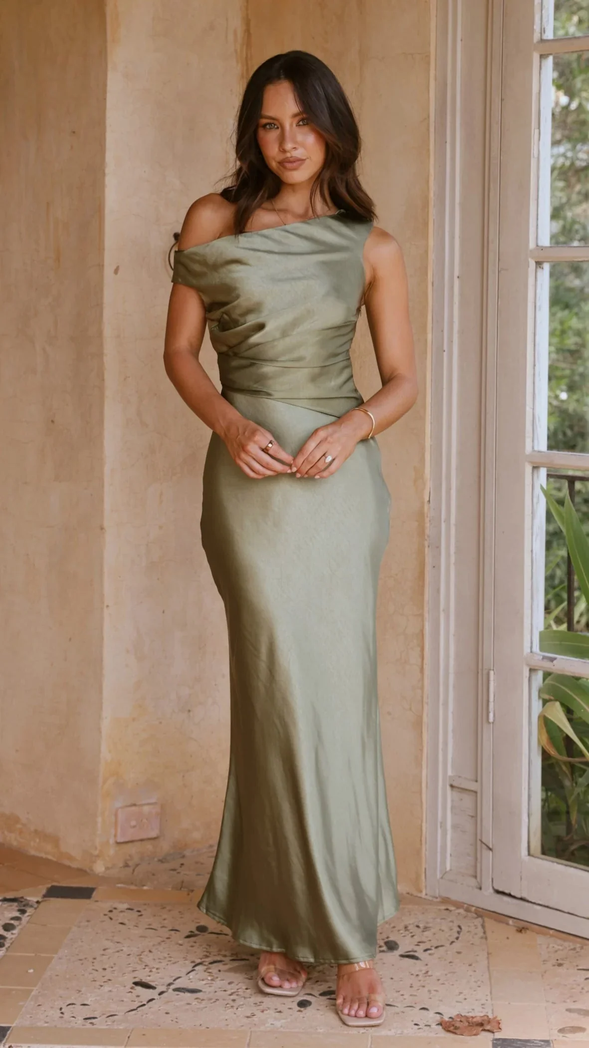 Auria Off Shoulder Maxi Dress - Olive