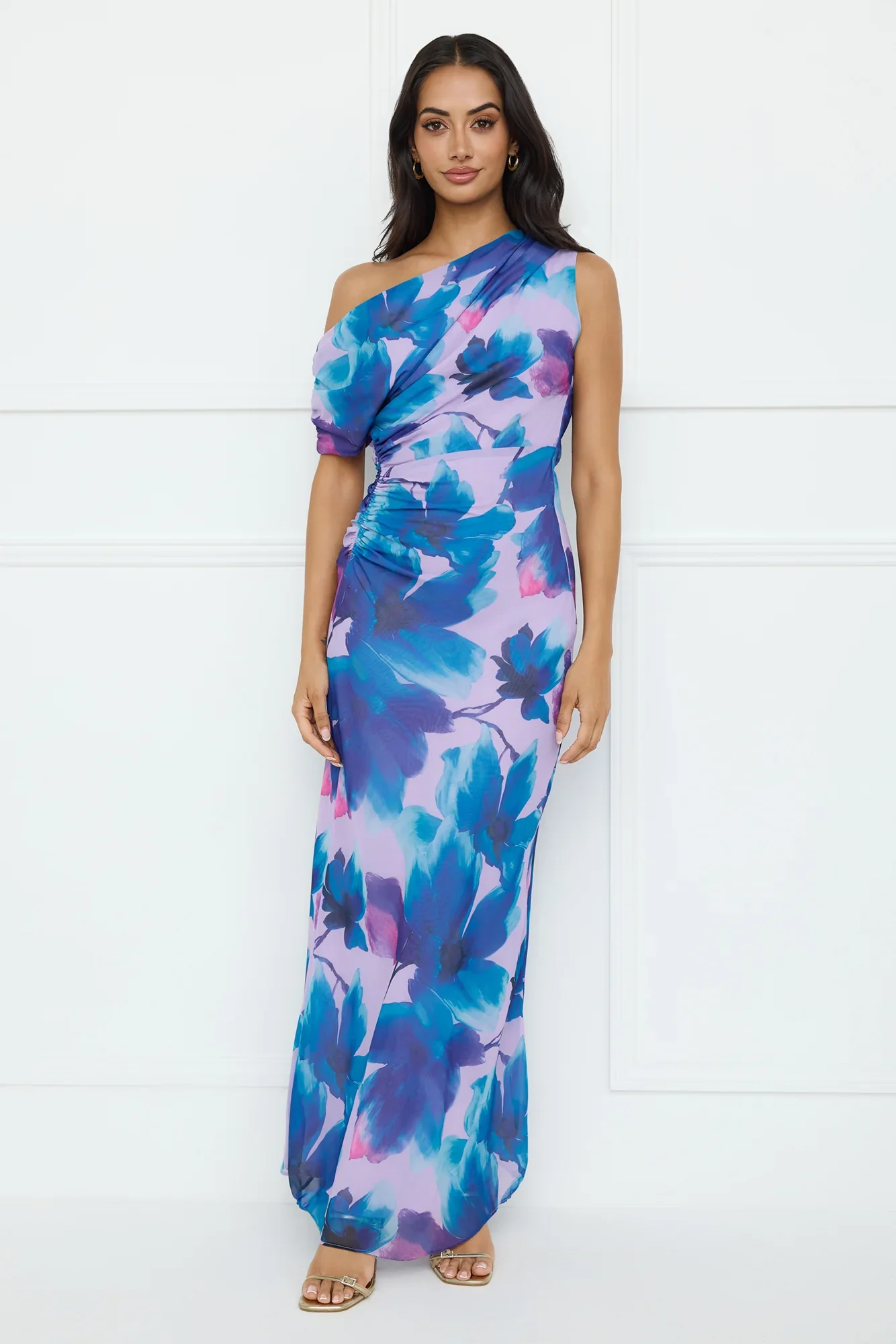 Indigo Light Off Shoulder Maxi Dress Lilac