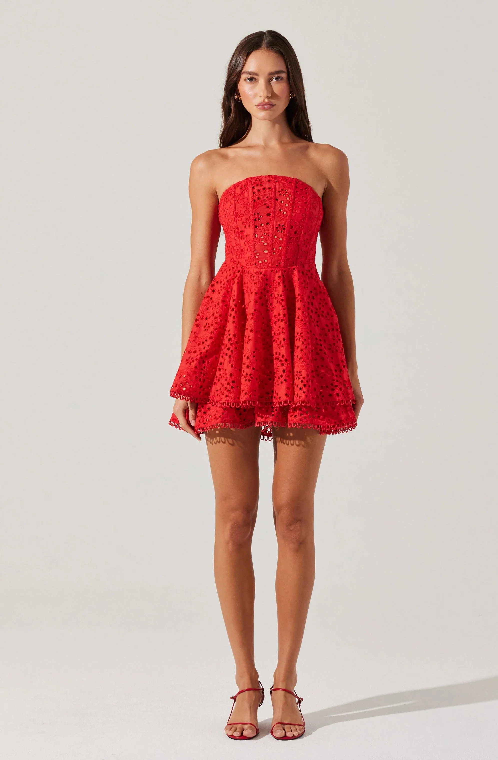Deasia Strapless Eyelet Mini Dress