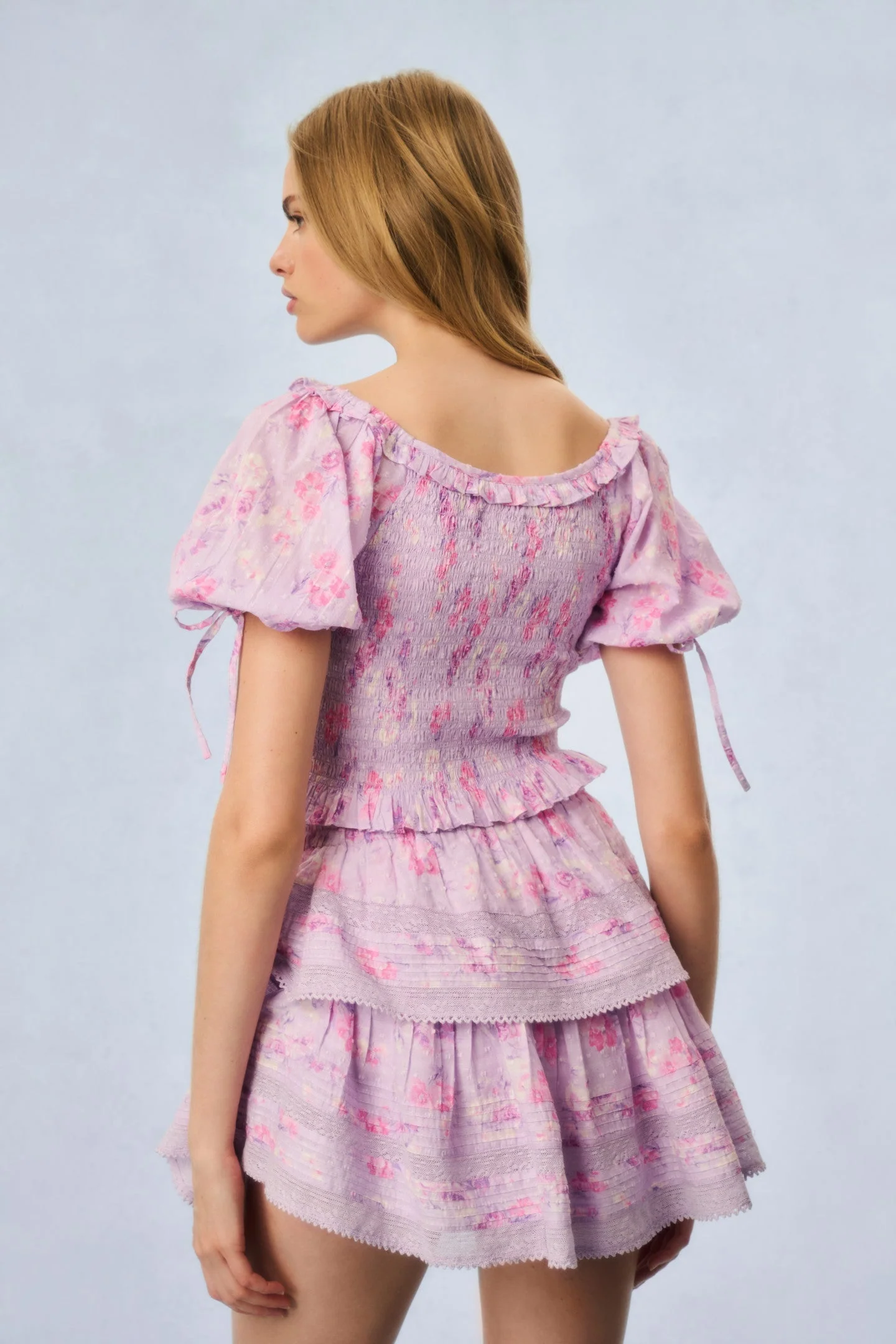 Ruffle Mini Fragrance Print Skirt