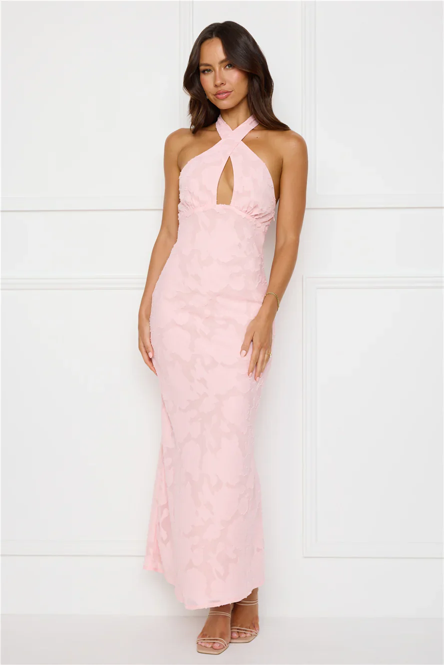 Legally Luxe Halter Maxi Dress Pink