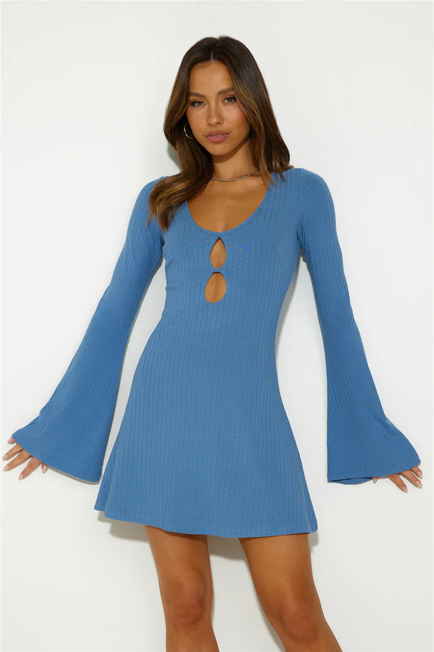 Laser Focus Mini Dress Blue