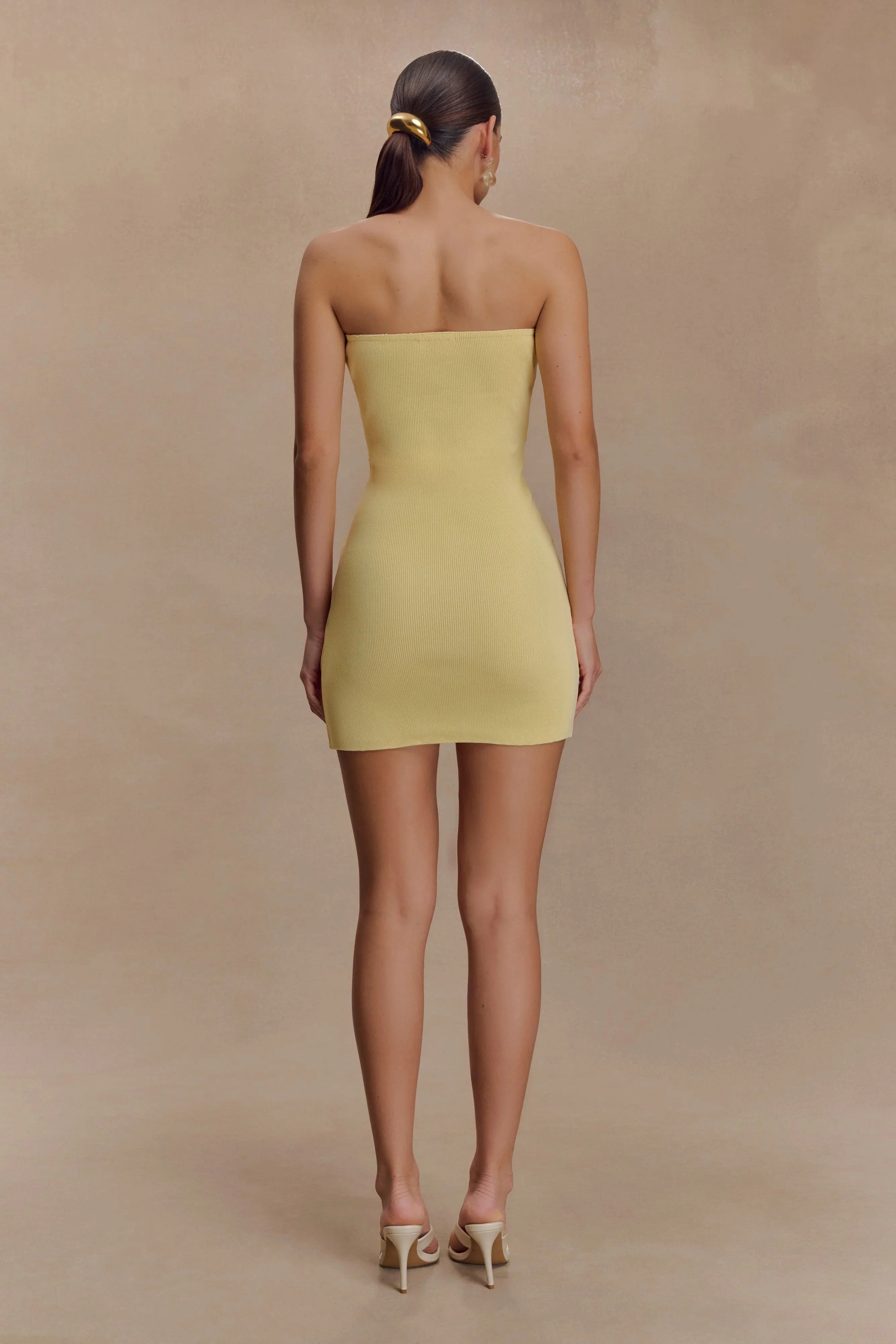 Rian Strapless Knit Mini Dress - Lemon