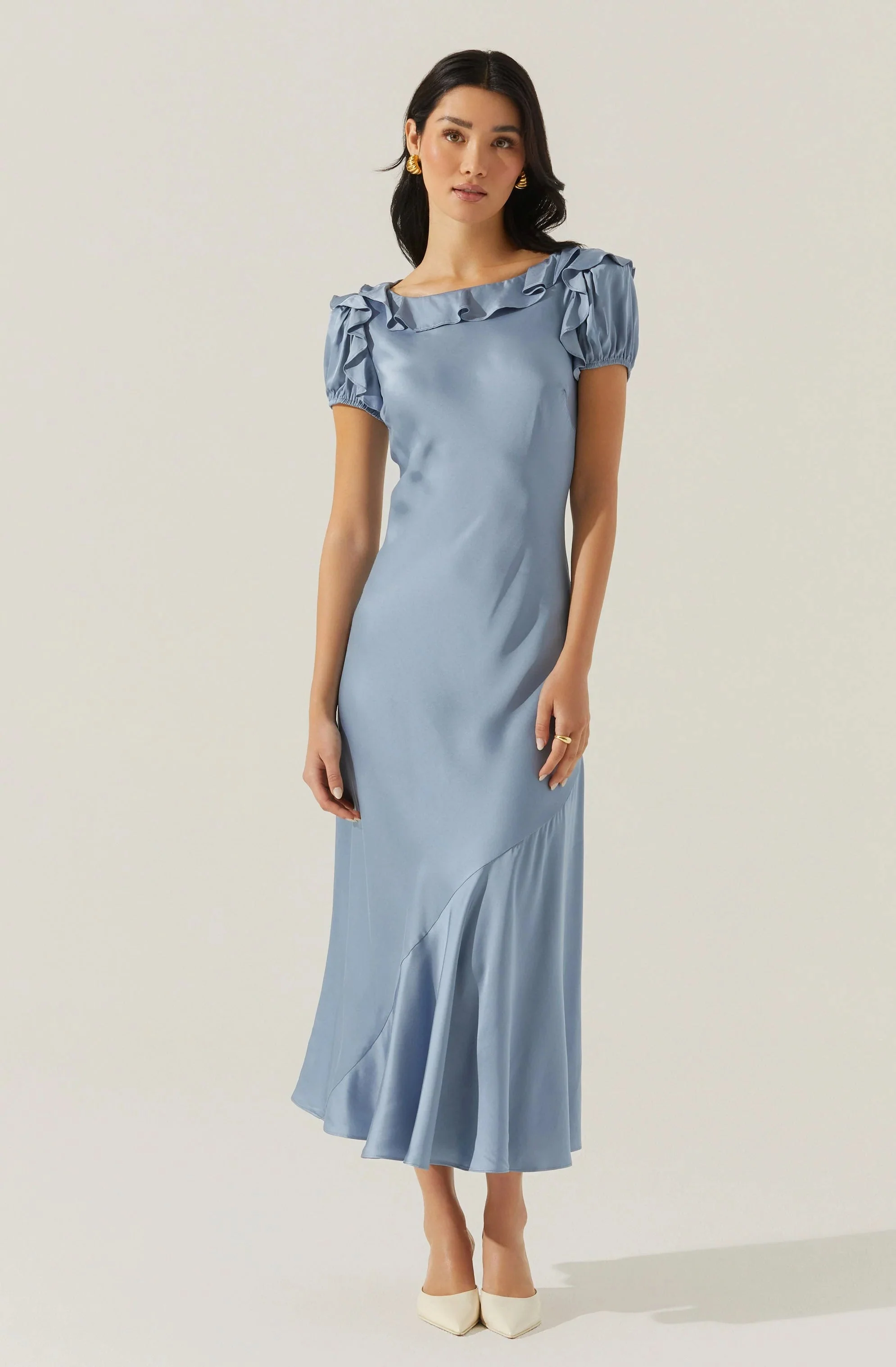 Auden Satin Ruffle Midi dress