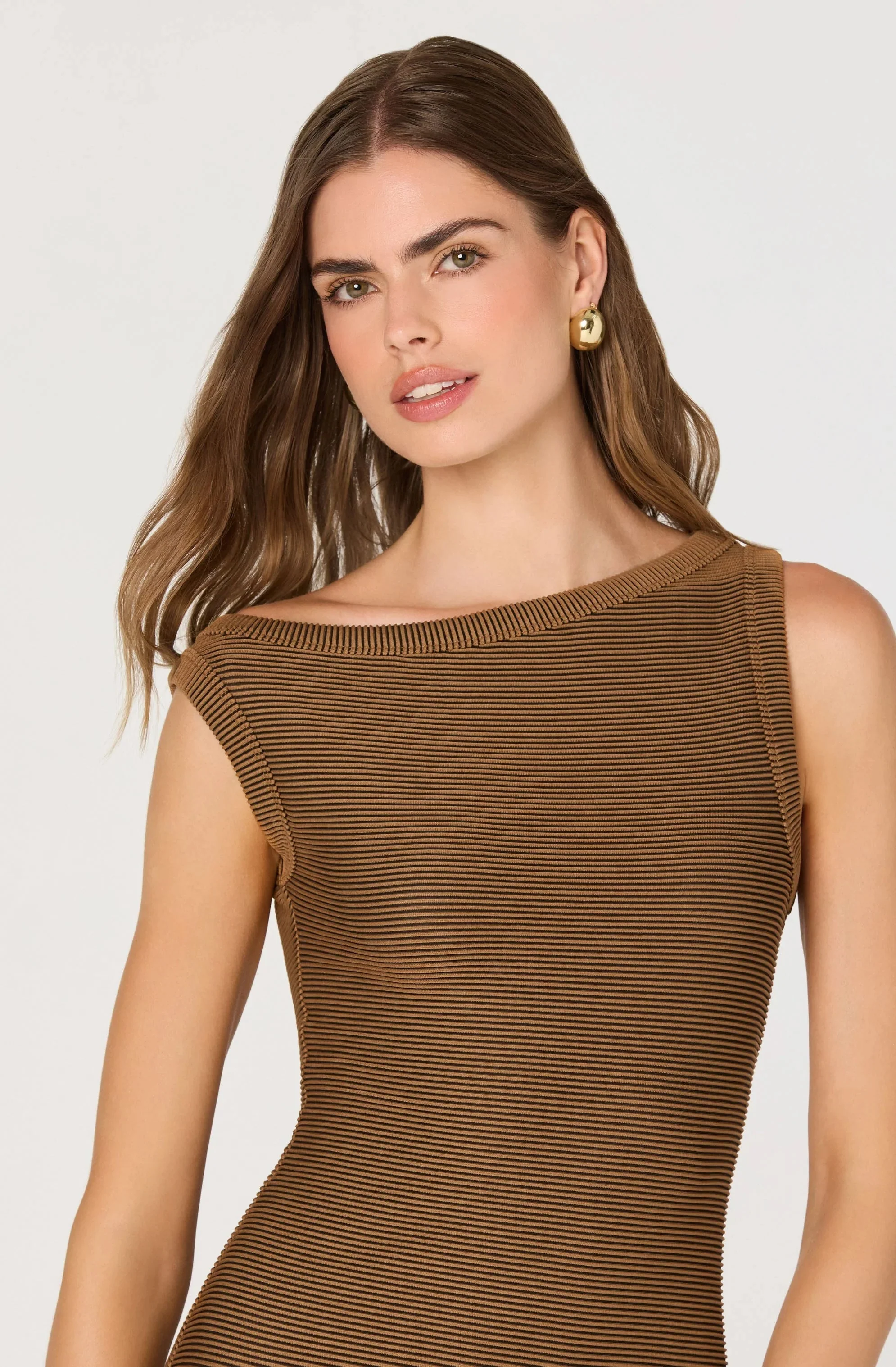 Off Shoulder Ribbed Knit Dress