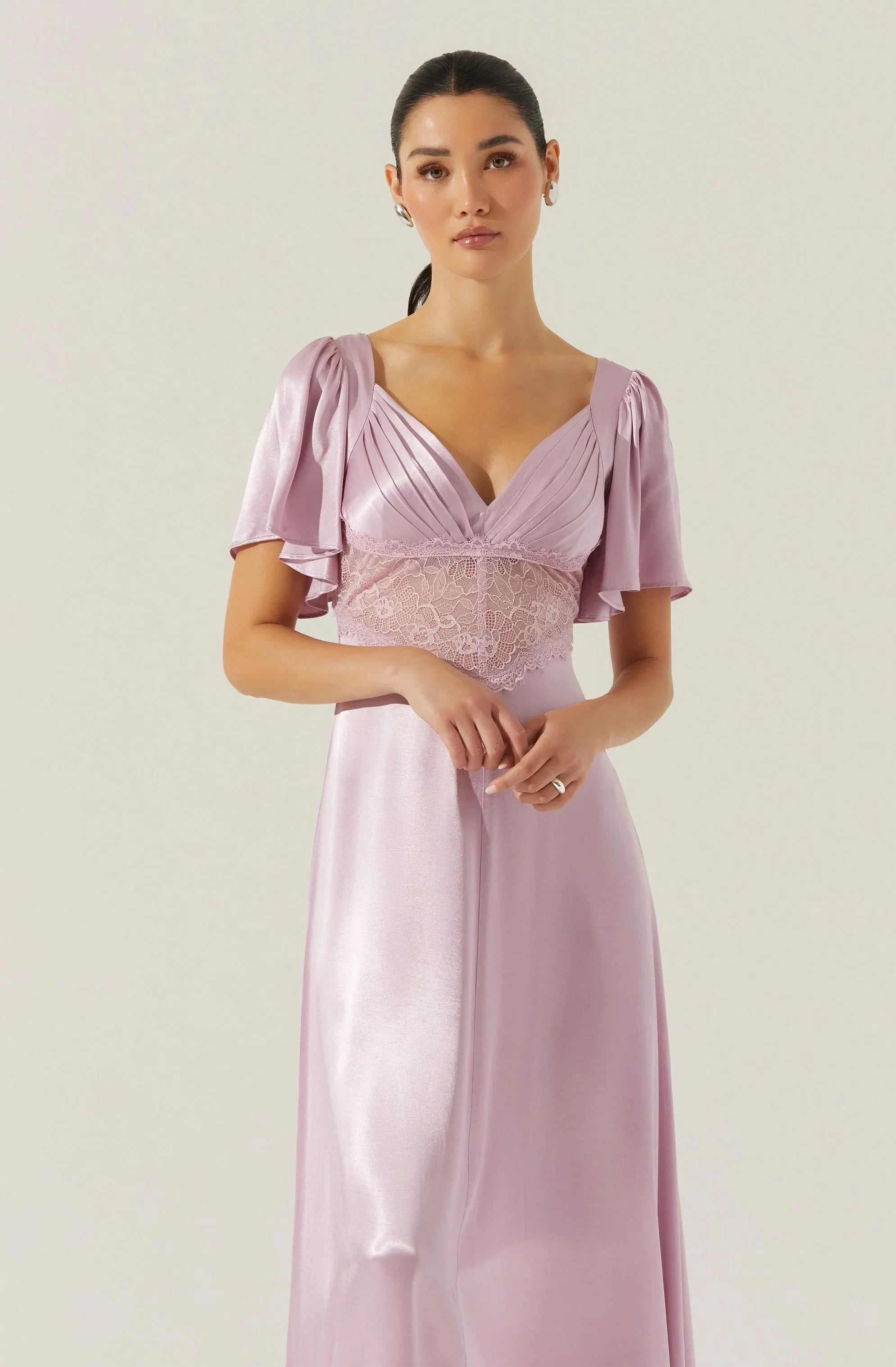 Aurelia Satin V-Neck Midi Dress