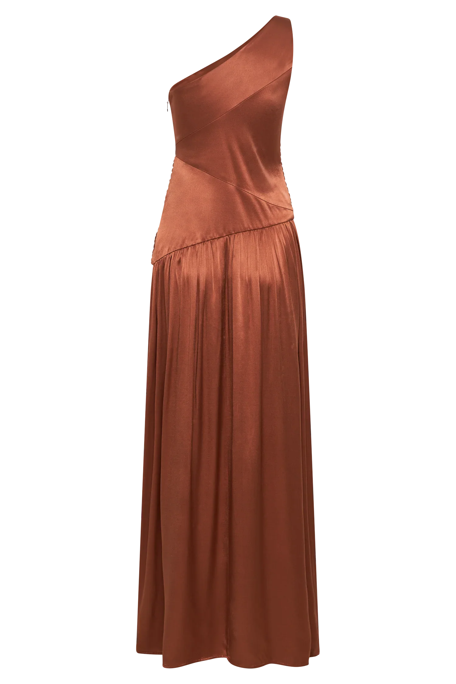 Jenna One Shoulder Pleated Maxi Dress - Wood
