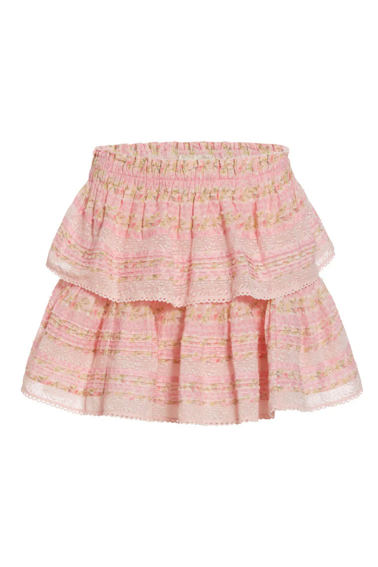 Ruffle Mini Signature Fragrance Print Skirt - STRAWBERRY MACAROON
