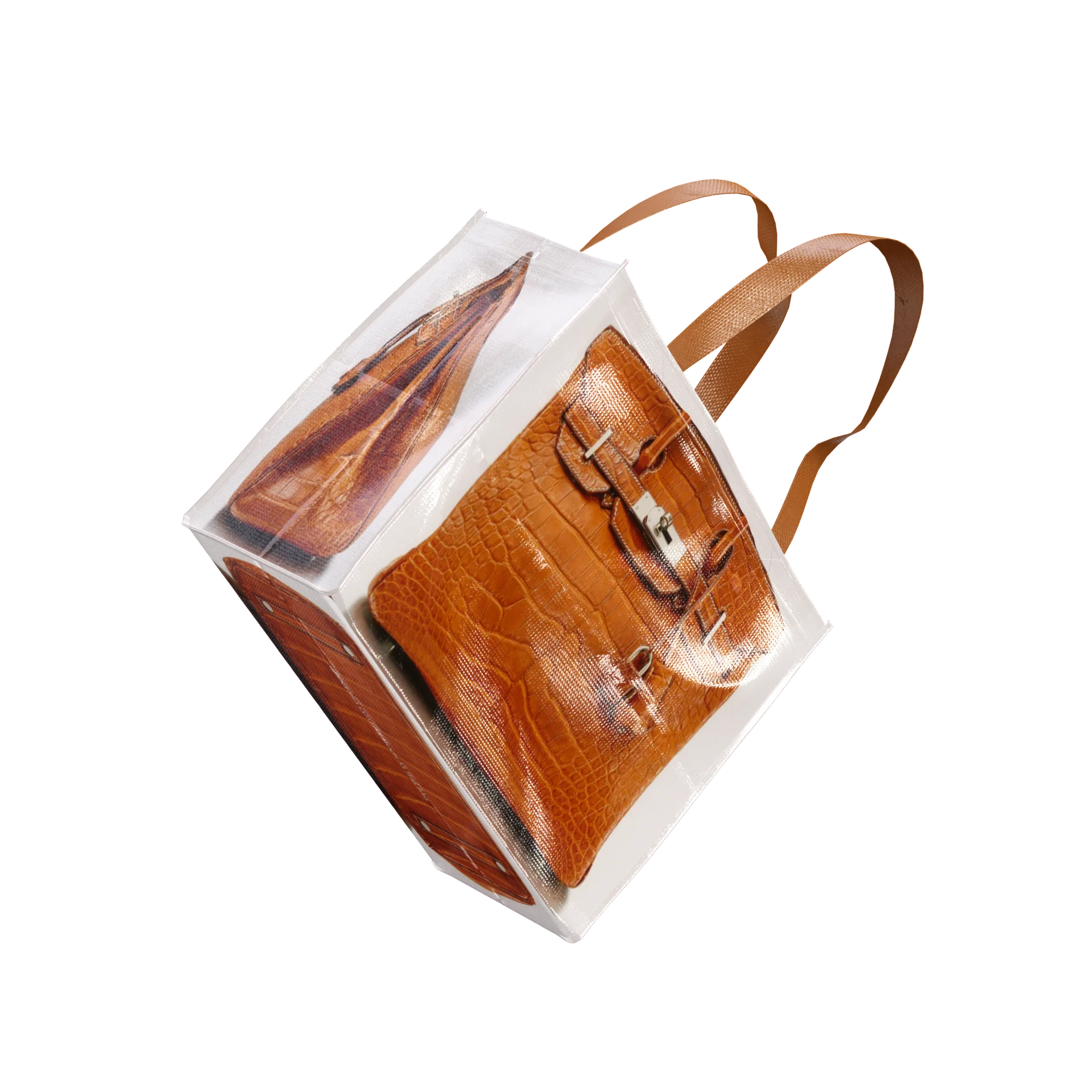 Brown creative spoof Birkin bag printed woven bag Birkin fitness leisure bag