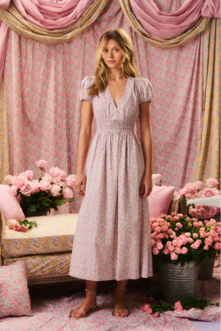 Sabela Liberty Fabric Puff Sleeve Midi Dress