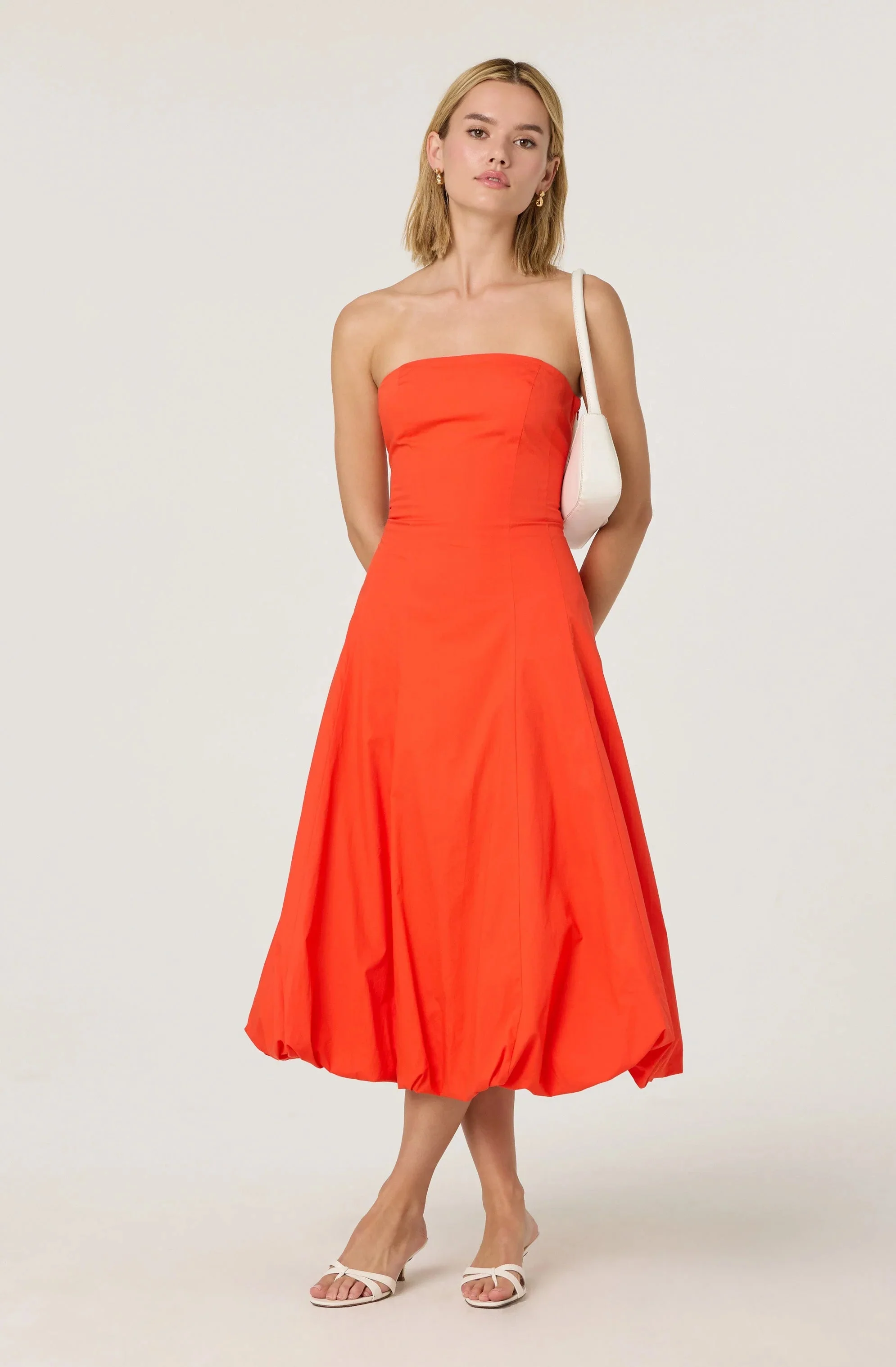 Lace Up Strapless Bubble Dress